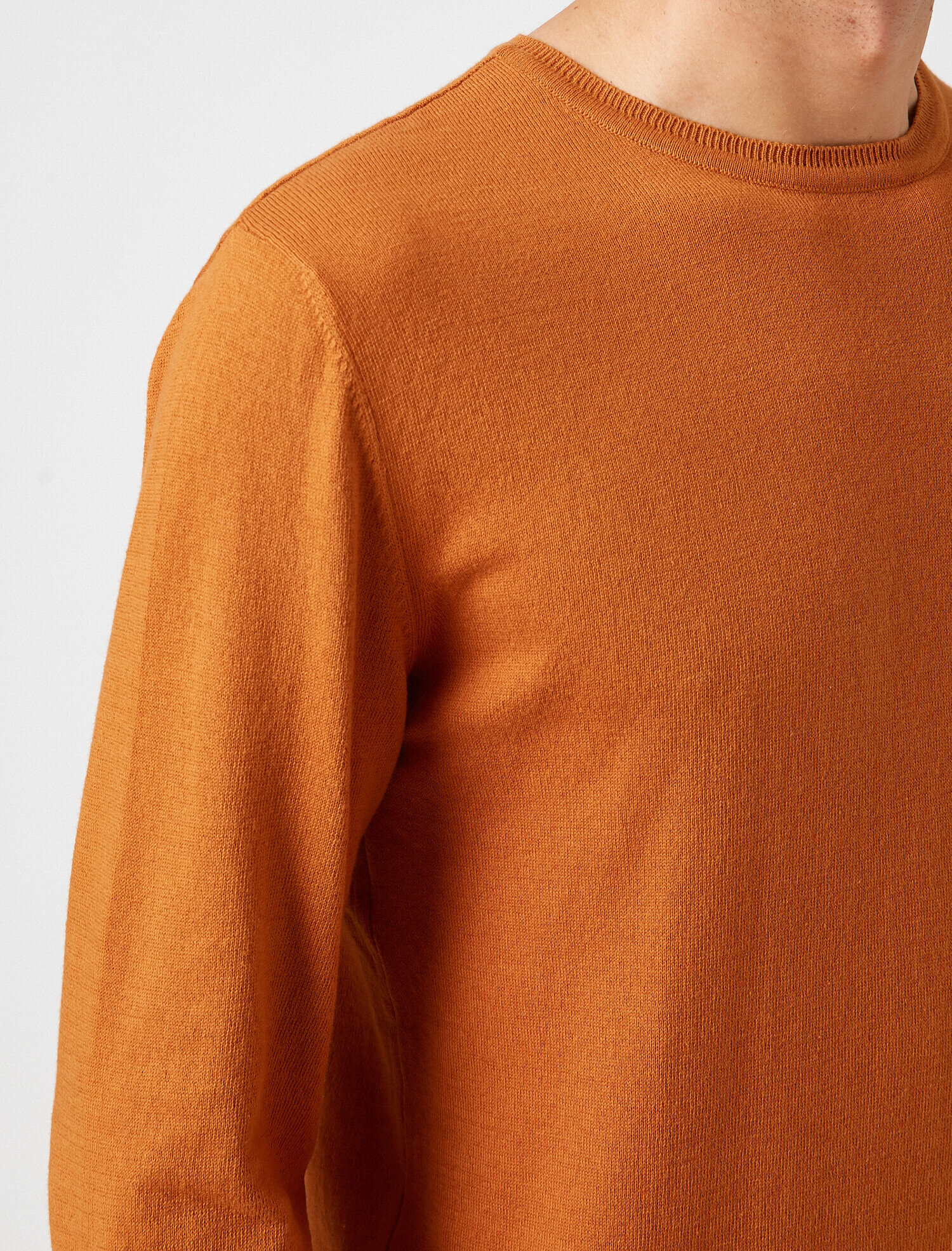   Uzun Kollu Triko Kazak Pamuklu Bisiklet Yaka