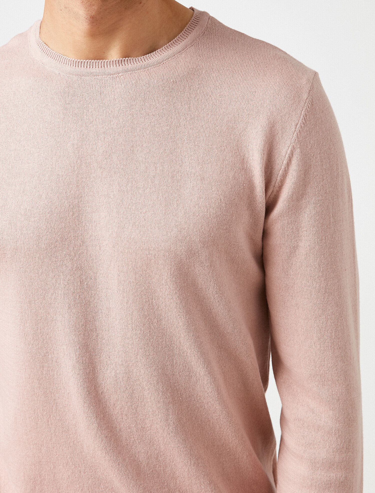   Uzun Kollu Triko Kazak Pamuklu Bisiklet Yaka