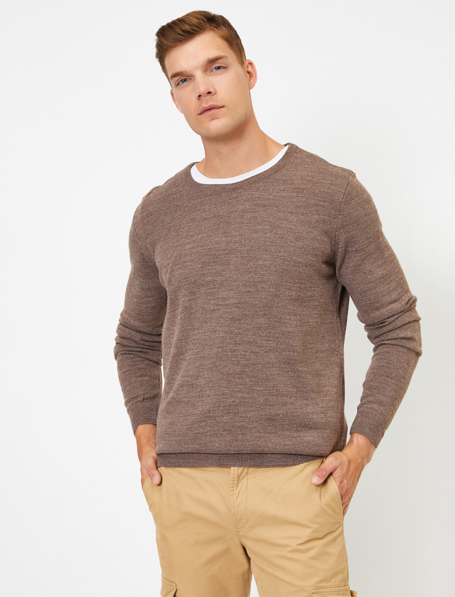 Basic Triko Kazak Bisiklet Yaka Uzun Kollu