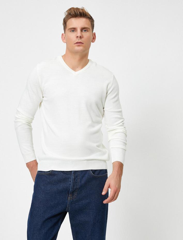  V Yaka Triko Kazak Uzun Kollu