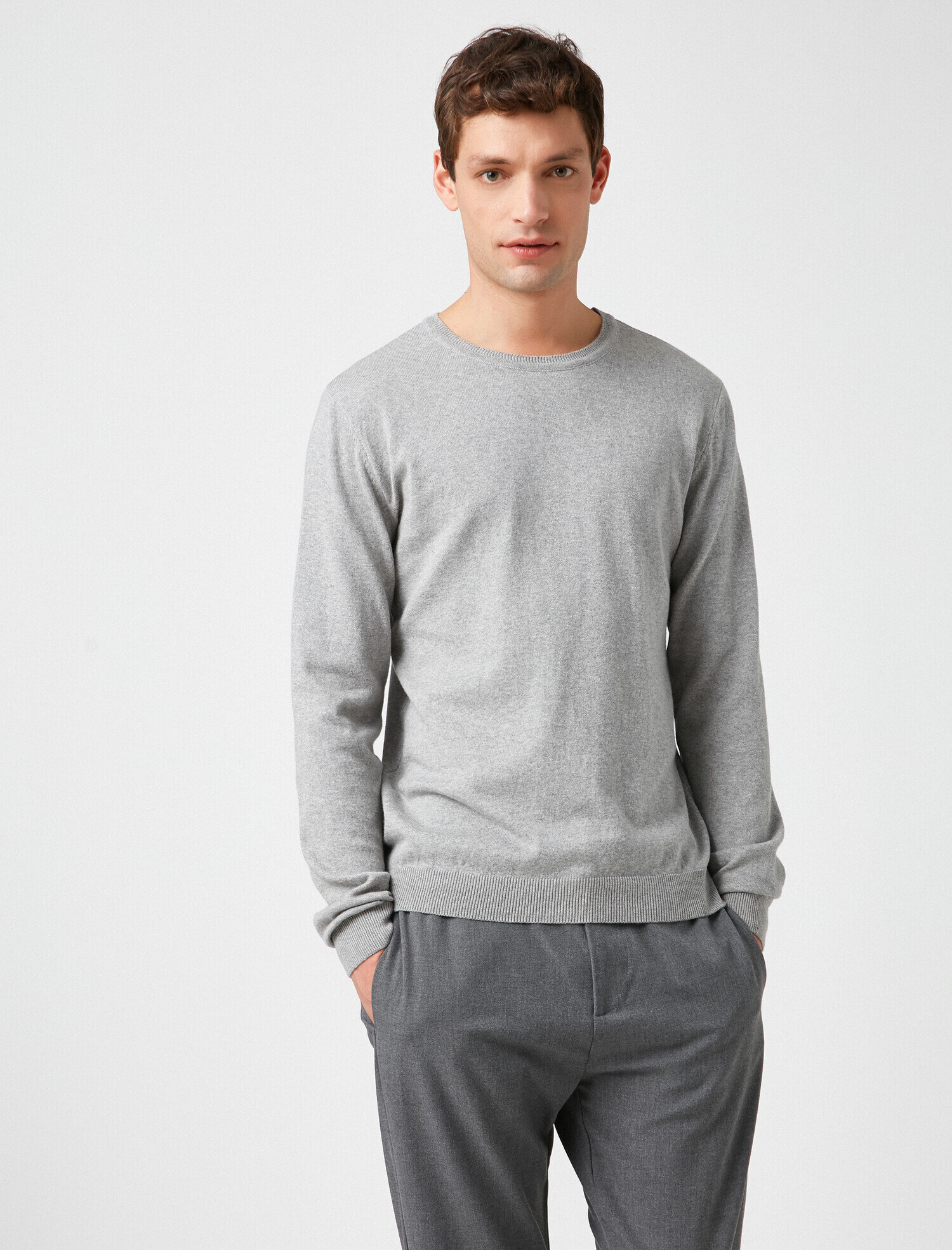   Uzun Kollu Triko Kazak Pamuklu Bisiklet Yaka