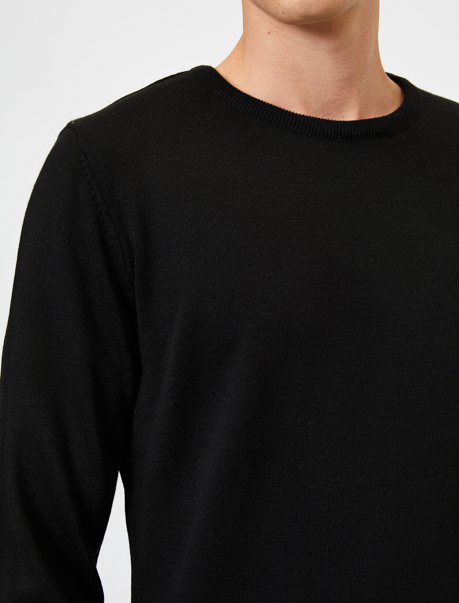   Basic Triko Kazak Bisiklet Yaka Uzun Kollu