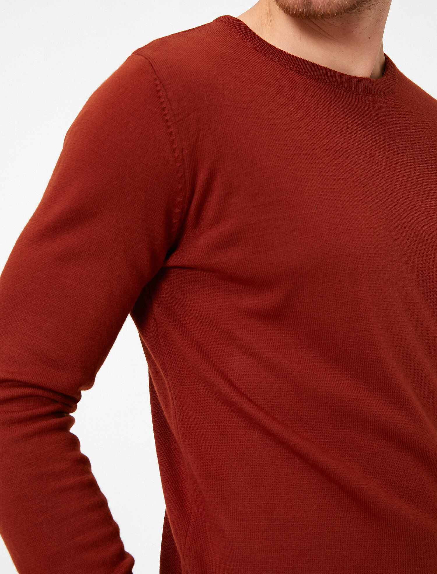   Basic Triko Kazak Bisiklet Yaka Uzun Kollu