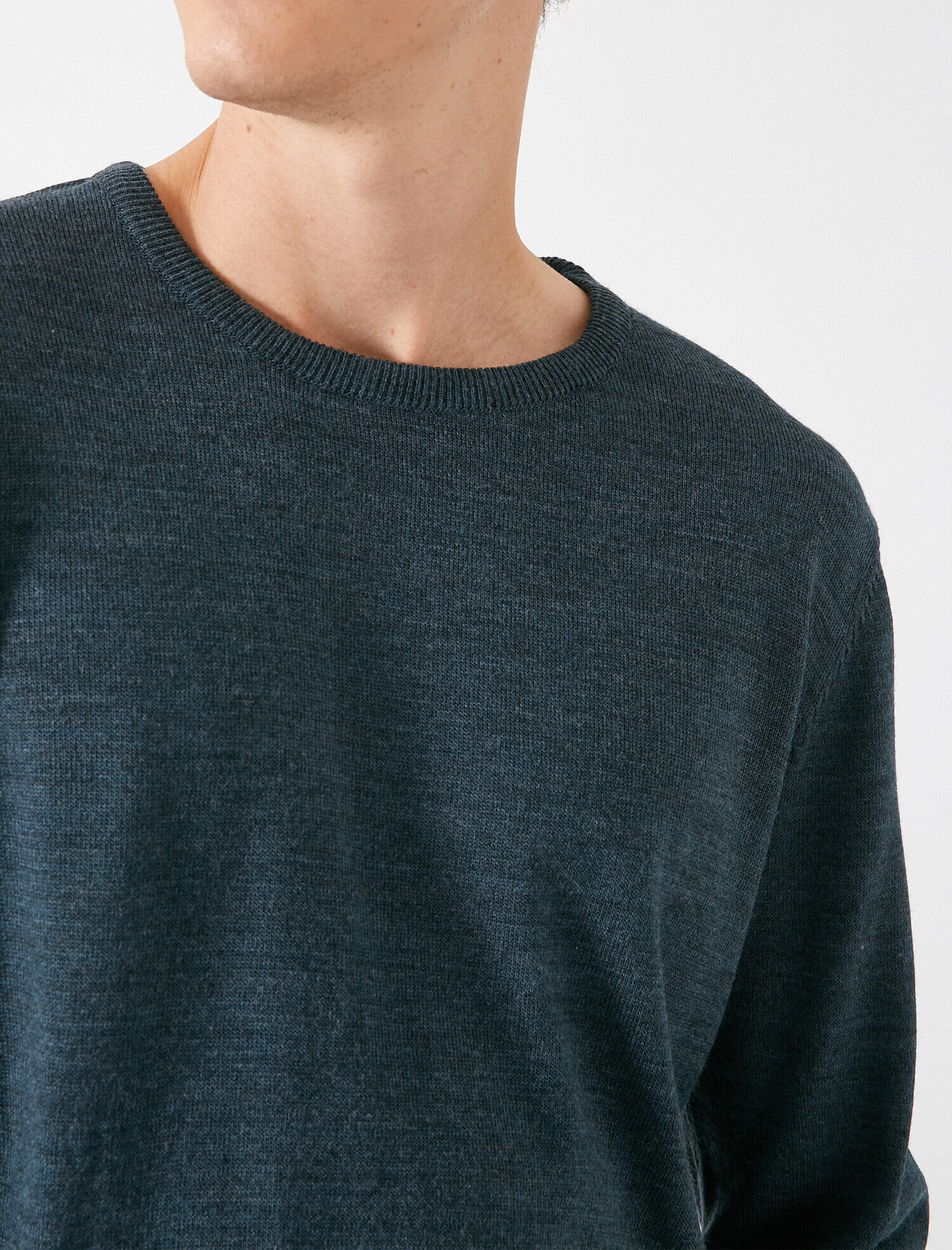   Basic Triko Kazak Bisiklet Yaka Uzun Kollu