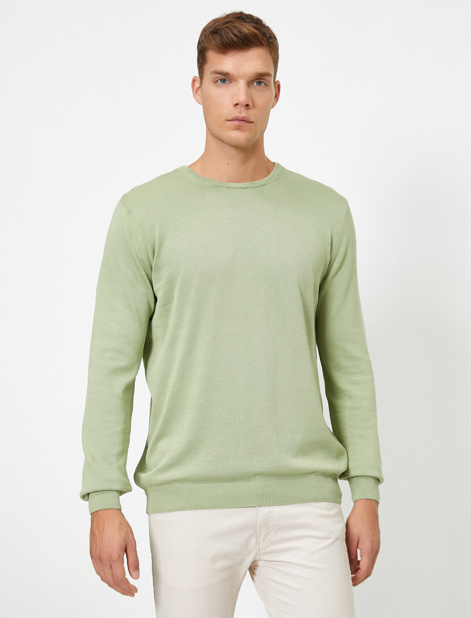   Basic Triko Kazak Bisiklet Yaka Uzun Kollu