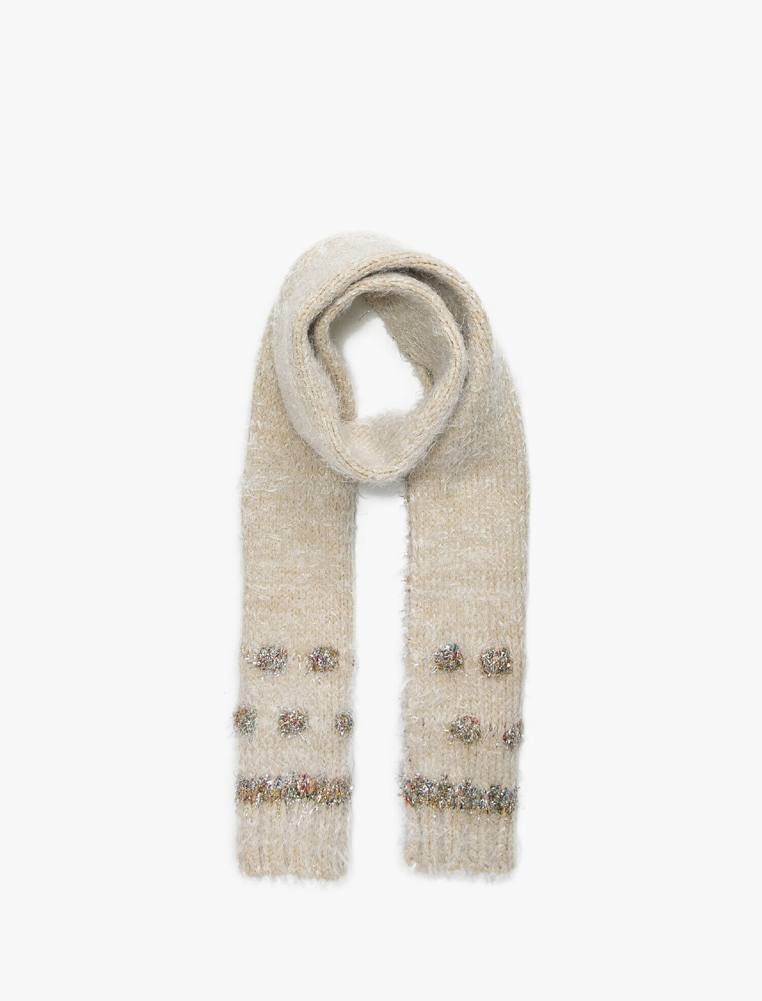  Kız Çocuk Ponponlu Simli Puantiyeli Atkı Seti