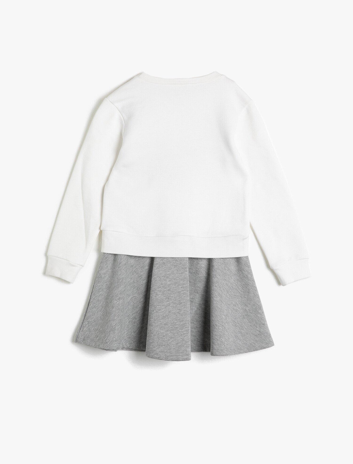  Kız Çocuk Pullu Bol Kesim Kalın Sweatshirt Kumaşından Orta Boy Elbise