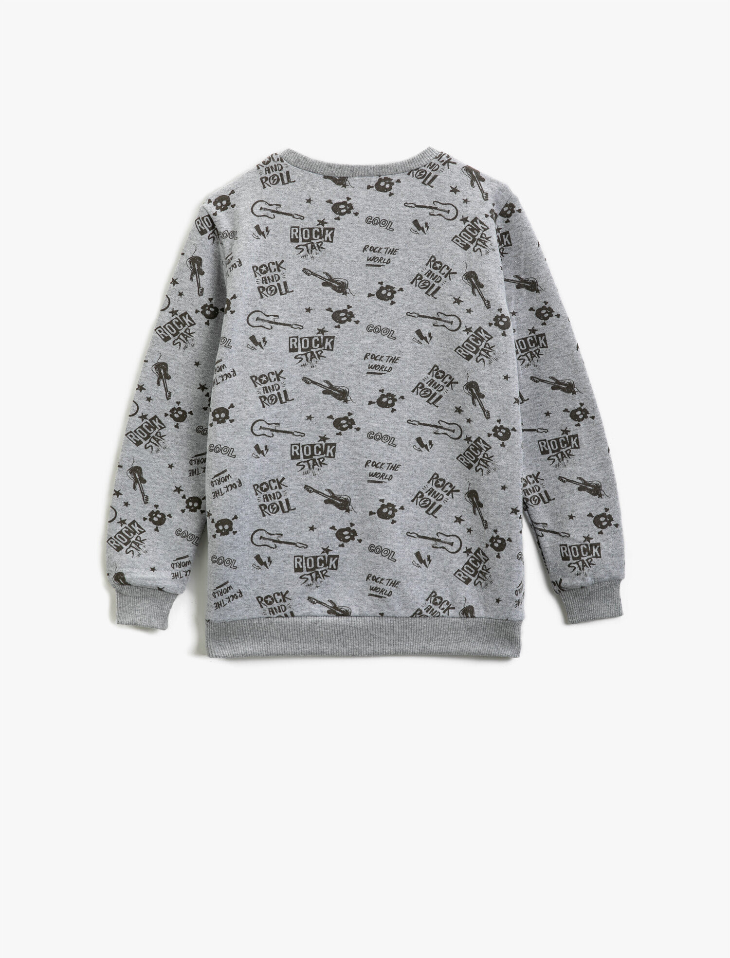  Erkek Çocuk Pamuklu Yazılı Baskılı Bisiklet Yaka Uzun Kollu Sweatshirt