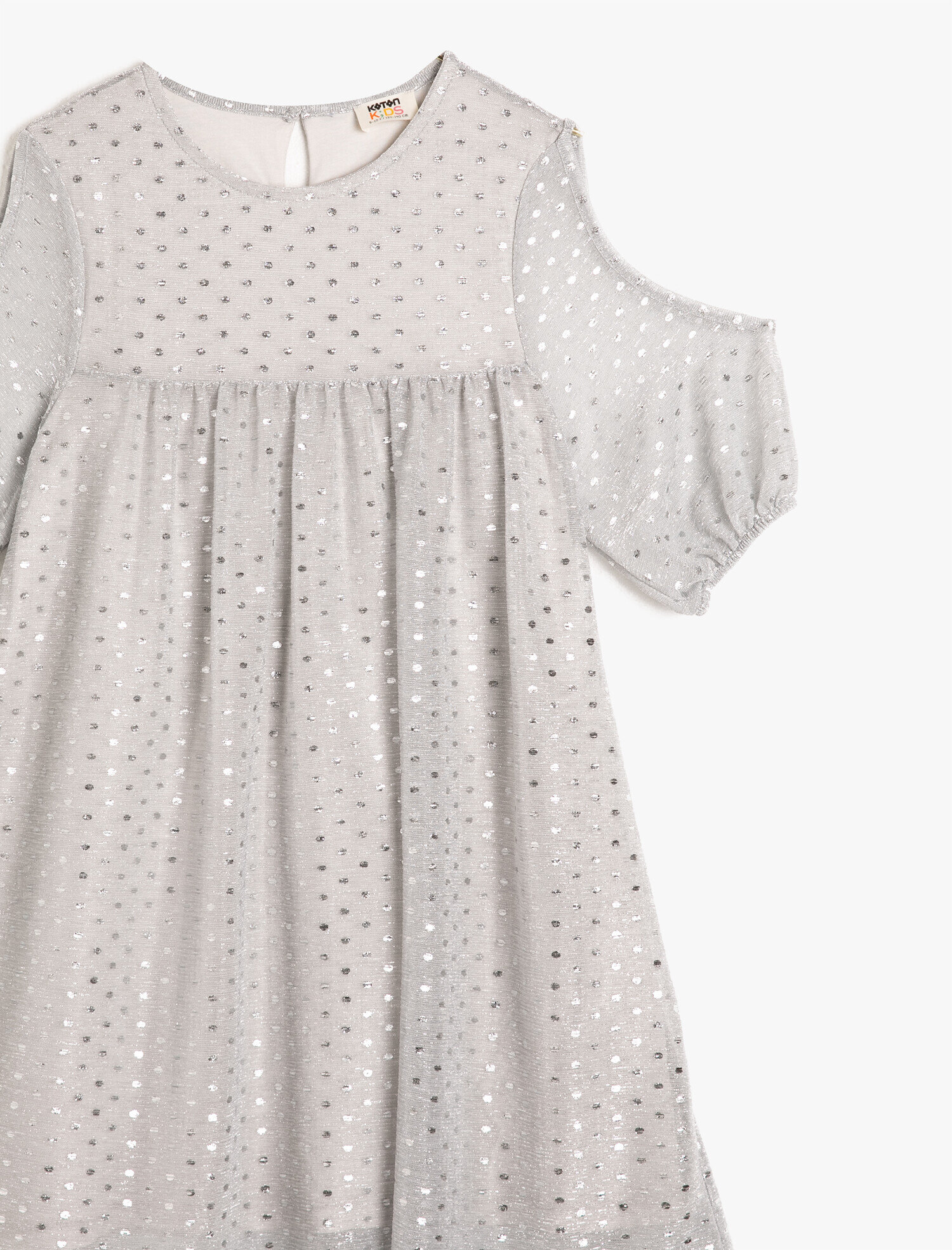  Kız Çocuk Bisiklet Yaka Kısa Kollu Pilili Elbise