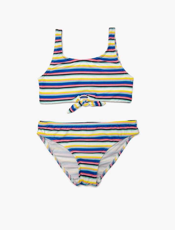 Kız Çocuk Bikini Takımı Askılı Bisiklet Yaka 2 Parça
