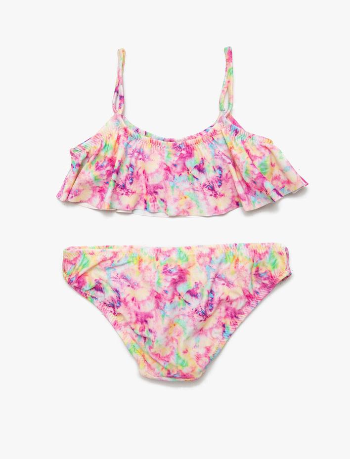 Kız Çocuk Bikini Takımı İnce Askılı Batik Desenli Baskılı