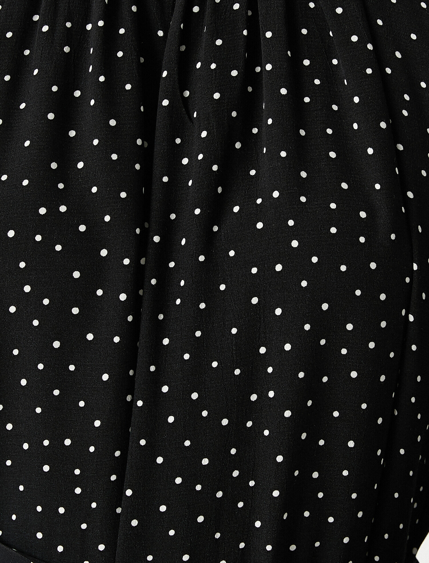   Puantiyeli Uzun Kollu Beli Lastikli Midi Elbise