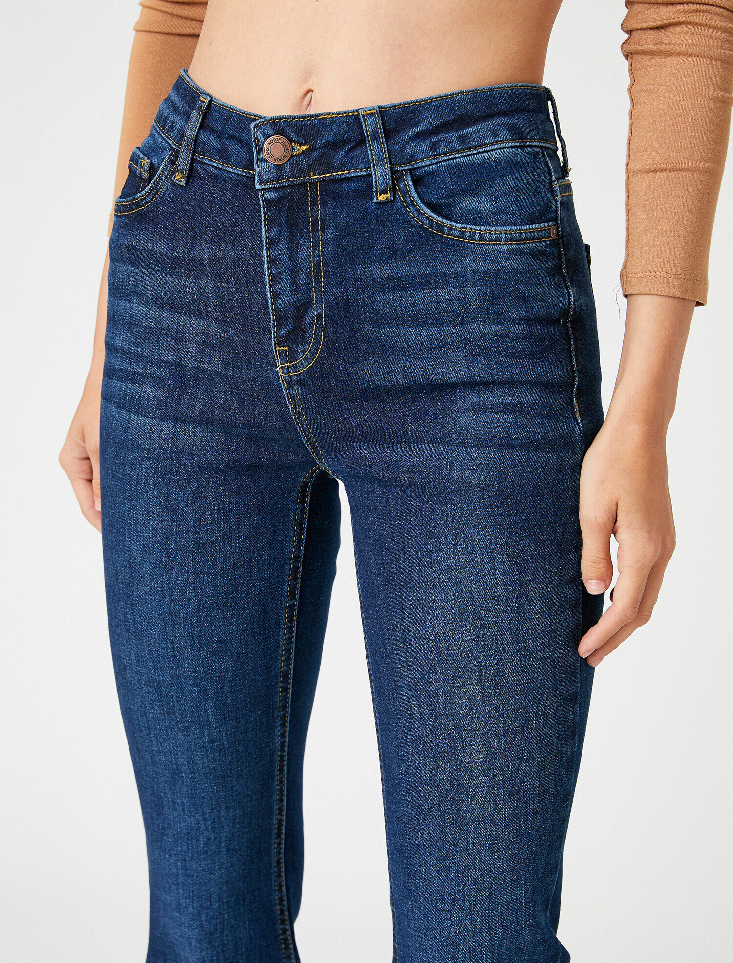   Yüksek Bel İspanyol Paça Kot Pantolon