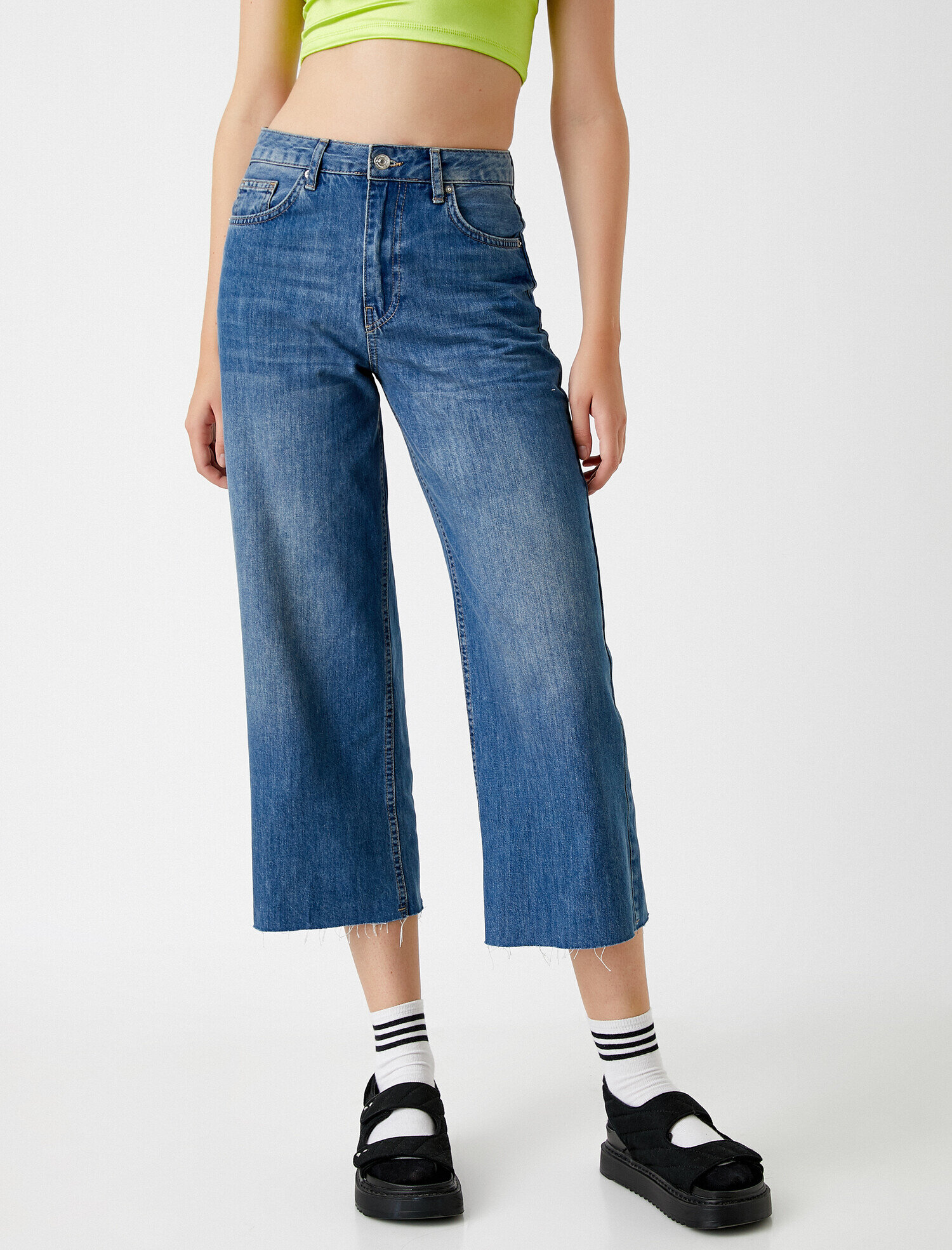   Bol Paça Yüksek Bel Kot Pantolon - Bianca Jean