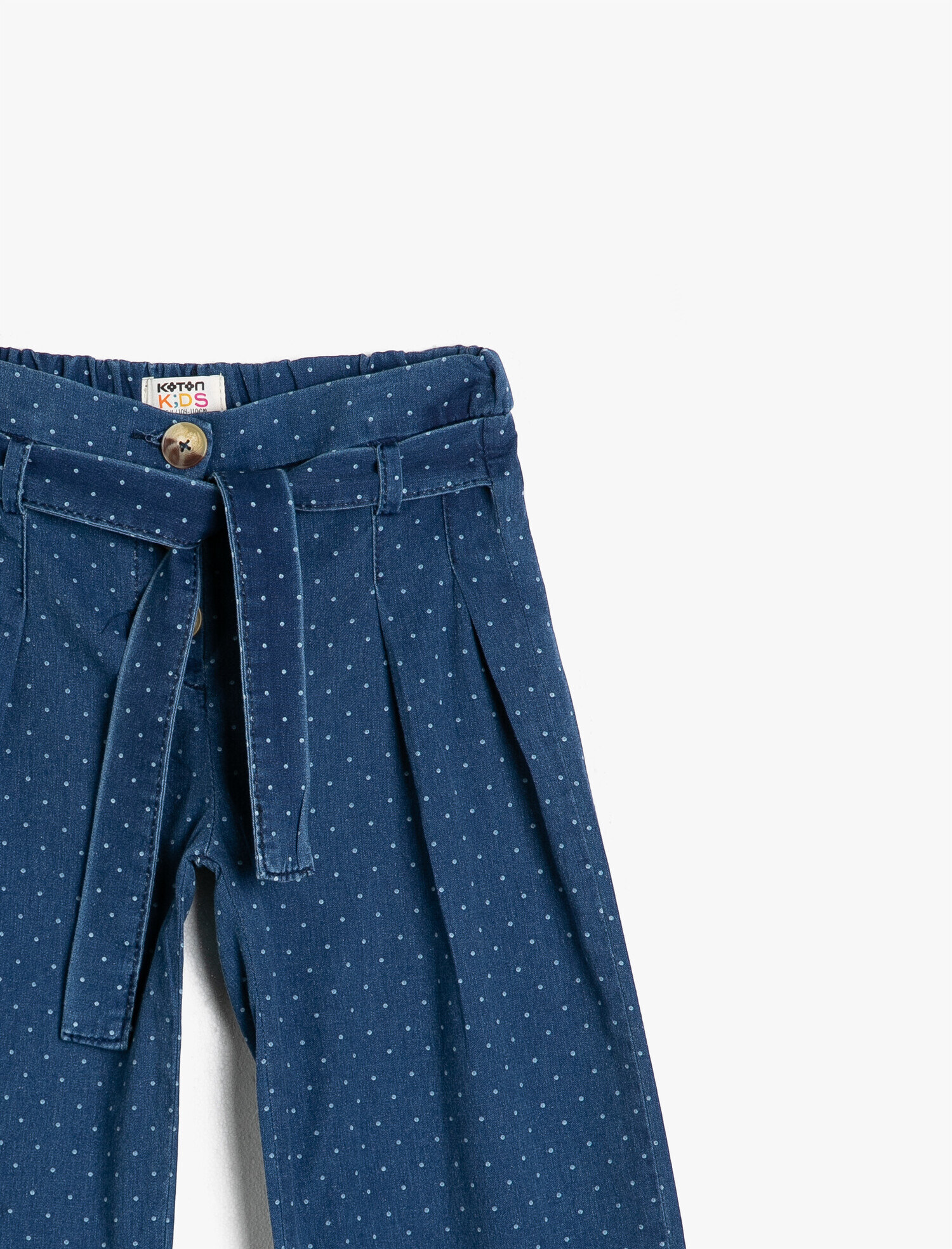  Kız Çocuk Kot Pantolon Kemer Detaylı Bol Paça - Wide Leg Jean