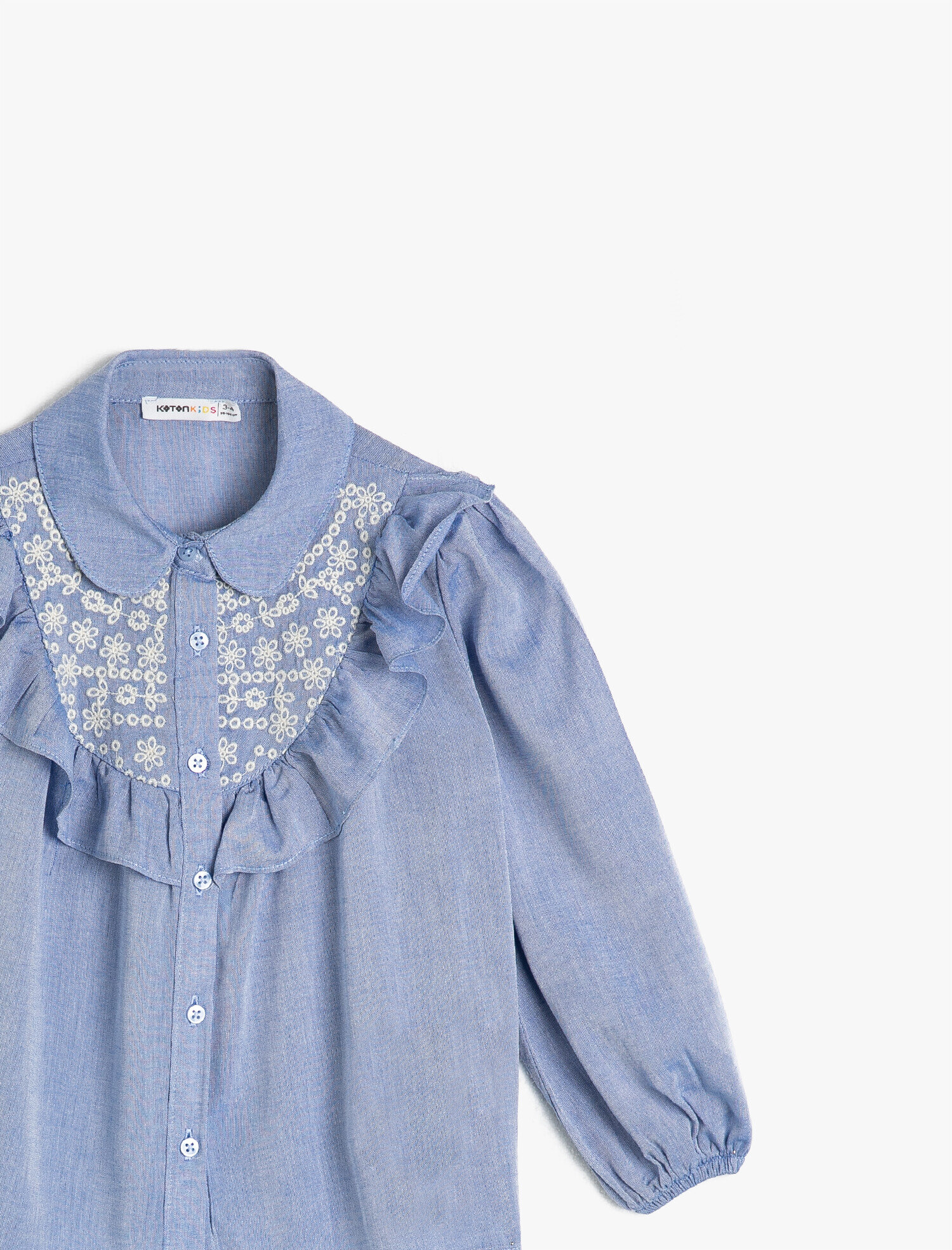  Kız Çocuk Fırfırlı İşlemeli Gömlek