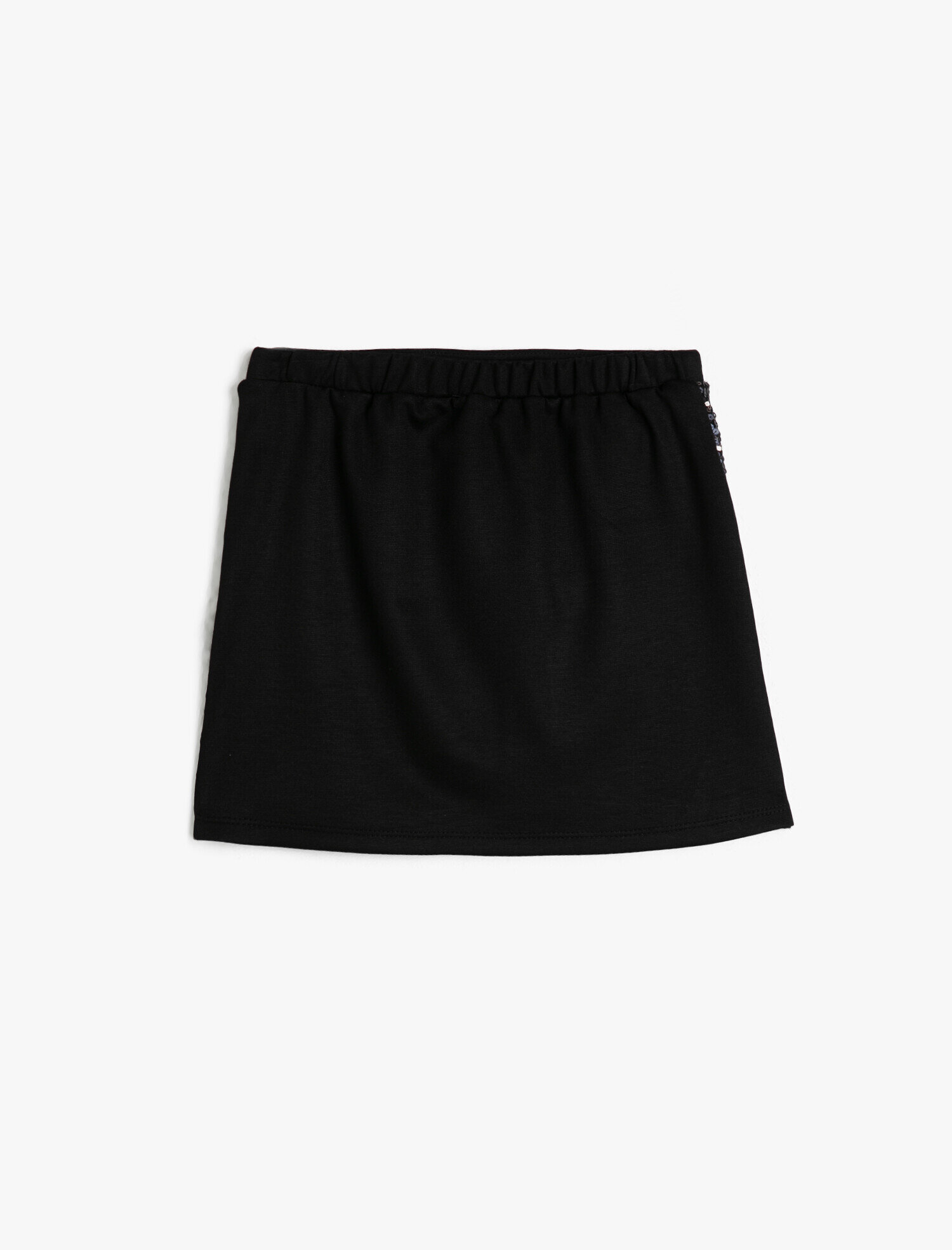 Kız Çocuk Önü Pullu Esnek Kalın Kumaştan Dar Kısa Etek