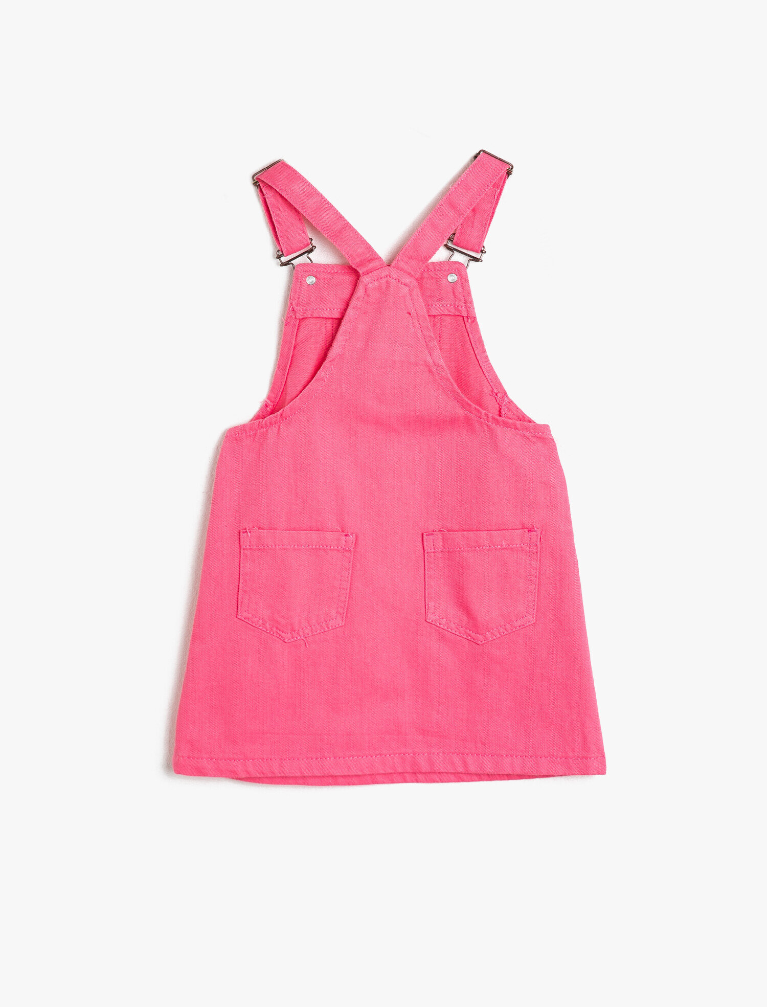  Kız Çocuk Esnek Kumaştan Cepli Askıları Ayarlanabilir Dizüstü Salopet Elbise