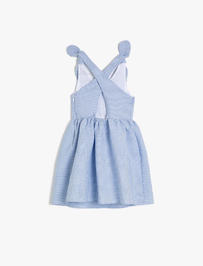 Kız Çocuk V Yaka Kolsuz Omuz Detaylı Elbise