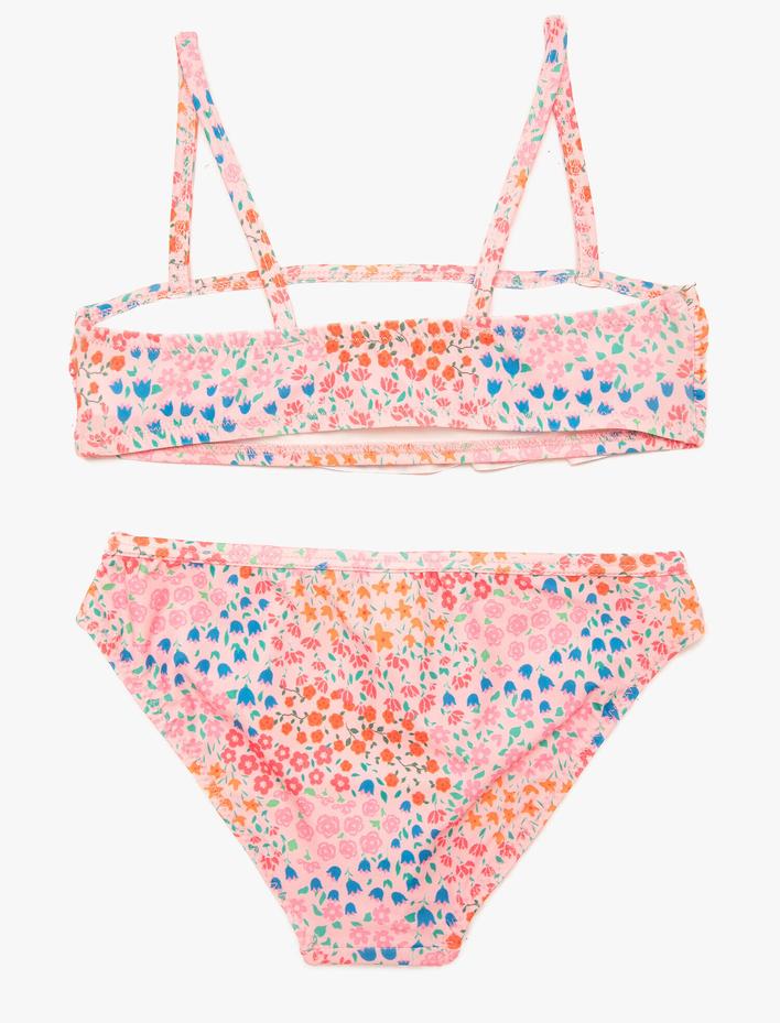 Kız Çocuk Bikini Çiçekli İnce Askılı Fırfırlı