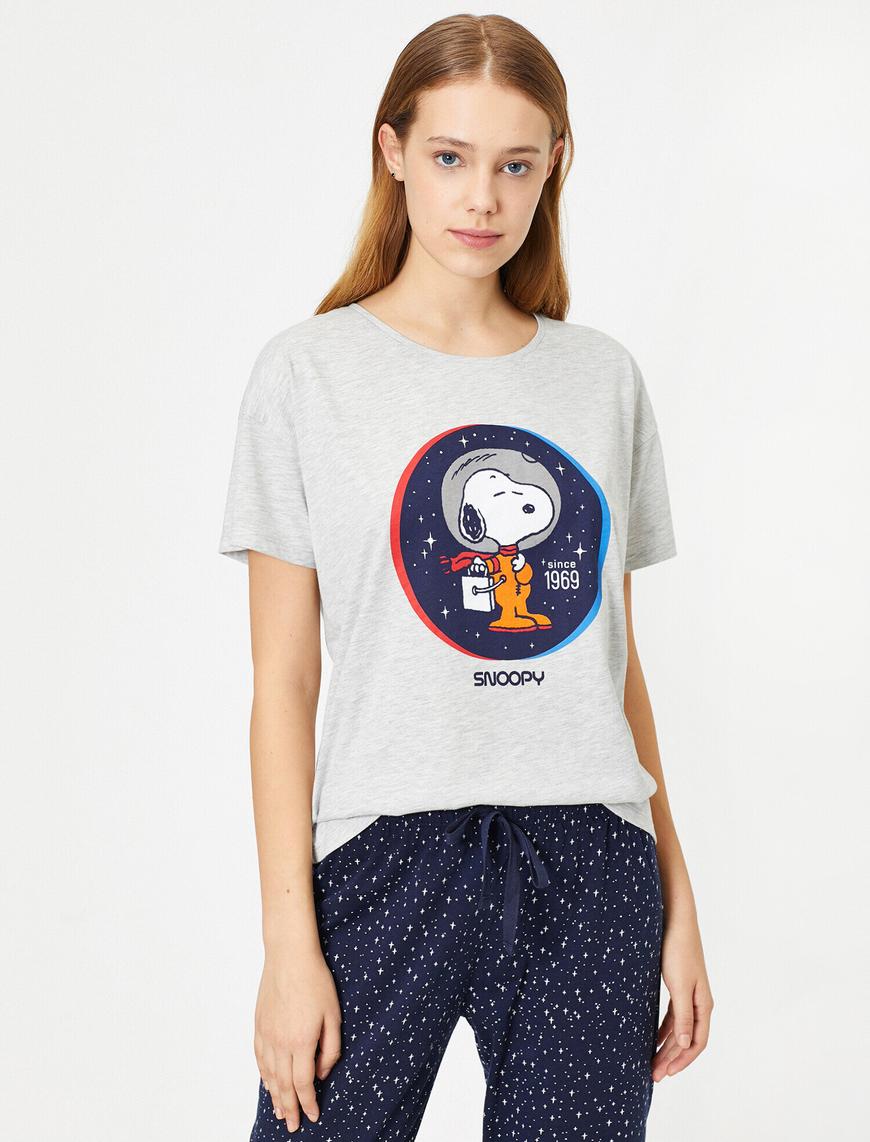   Snoopy Lisanslı Yazılı Baskılı Pijama Takımı