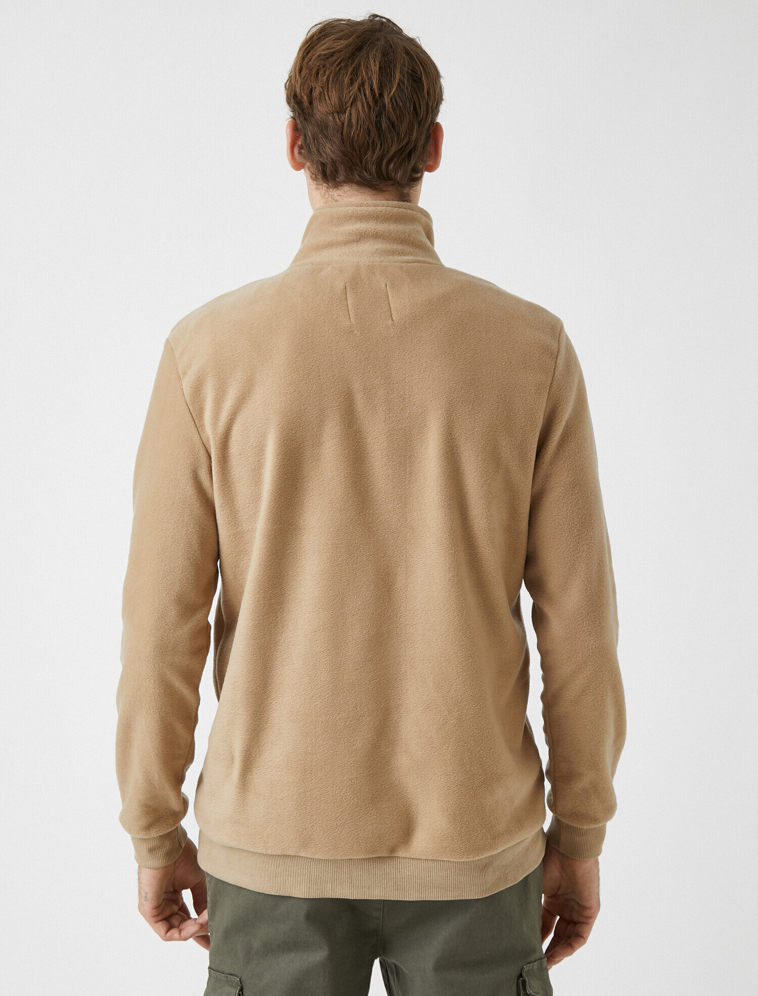   Fermuarlı Yazılı İşlemeli Polar Sweatshirt