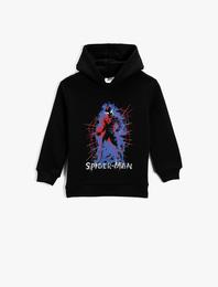 Spider Man Baskılı Sweatshirt Kapüşonlu Uzun Kollu