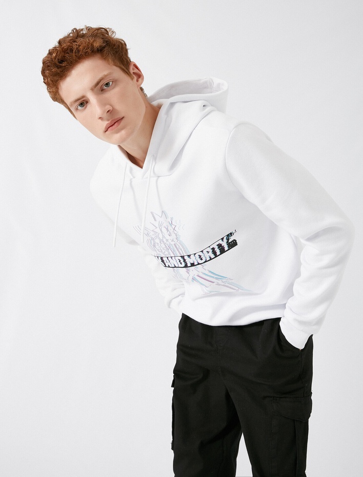  Rick & Morty Lisanslı Baskılı Kapüşonlu Sweatshirt