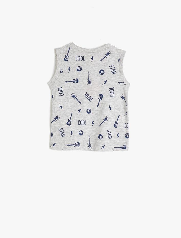 Erkek Bebek Bisiklet Yaka Kolsuz Yazılı Baskılı Atlet