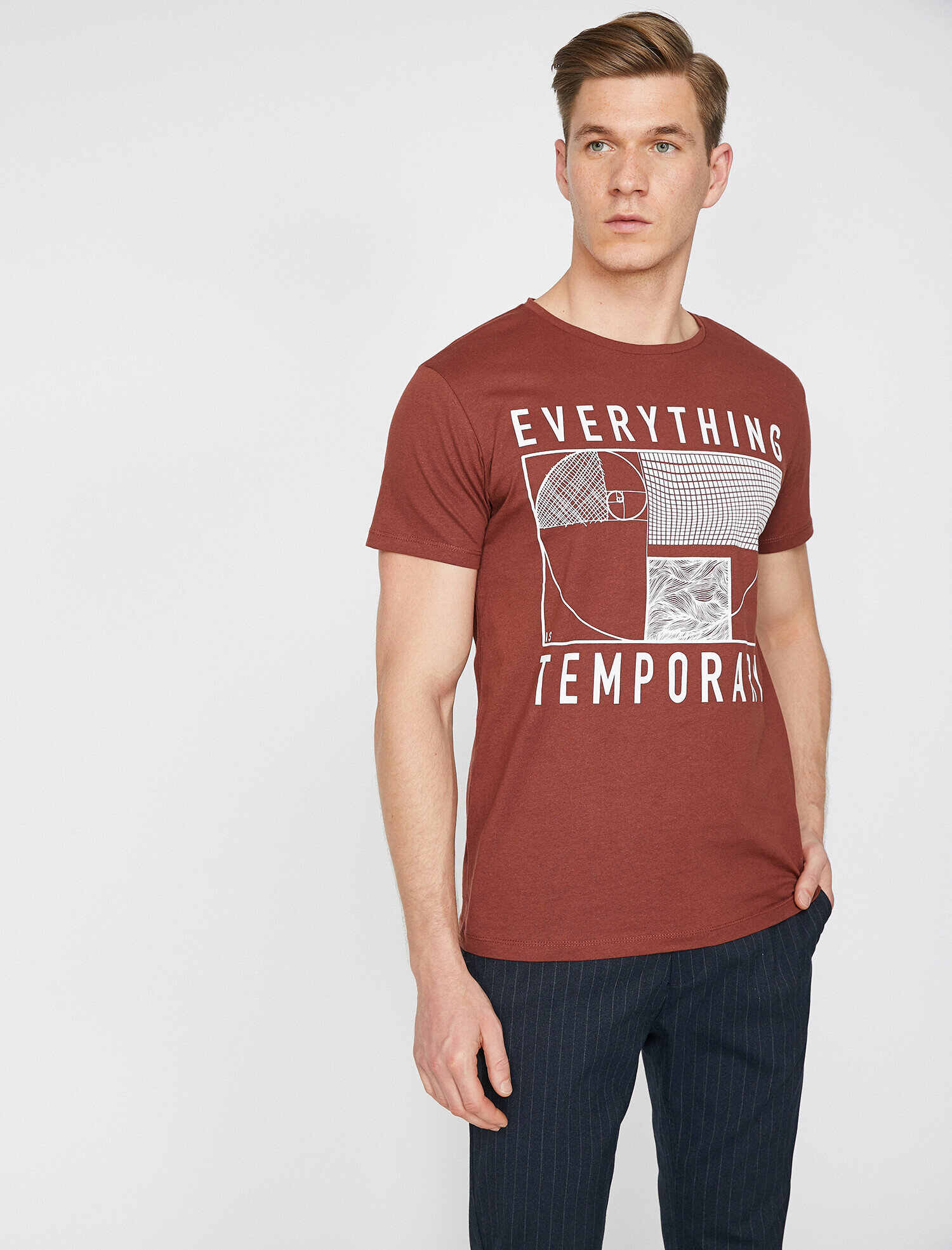   Baskılı Tişört Kısa Kollu Bisiklet Yaka