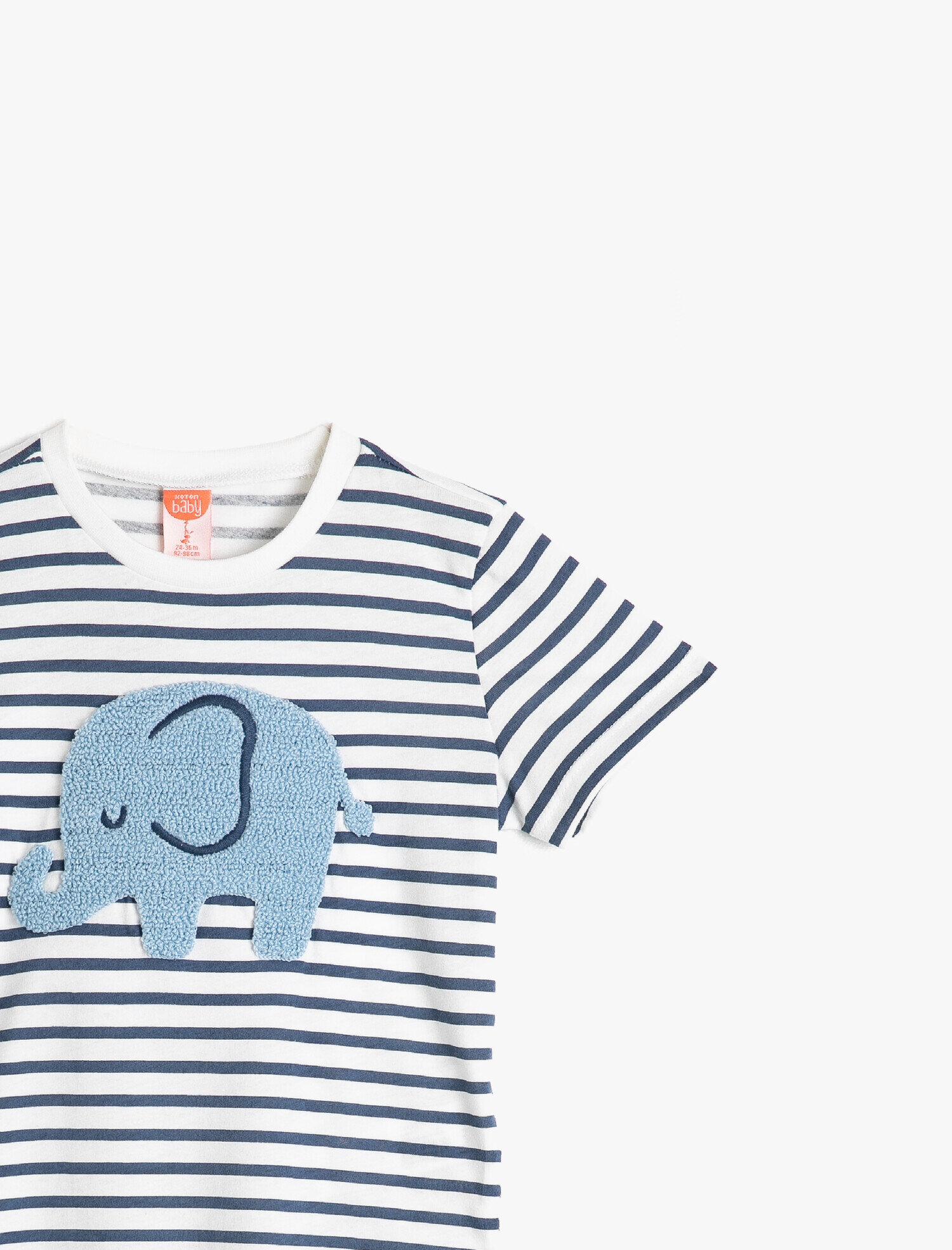  Erkek Bebek Bisiklet Yaka Kısa Kollu Çizgili Pamuklu Tişört