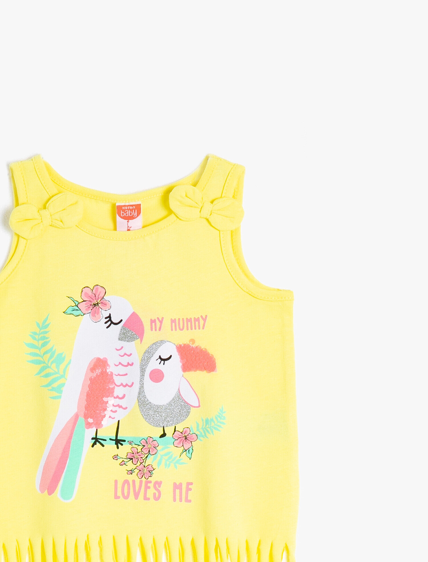  Kız Bebek Püskül Detaylı Pamuklu Atlet