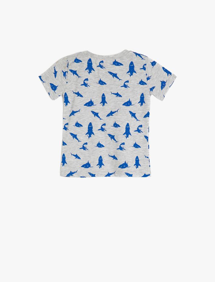 Erkek Bebek Bisiklet Yaka Kısa Kollu Baskılı Tişört