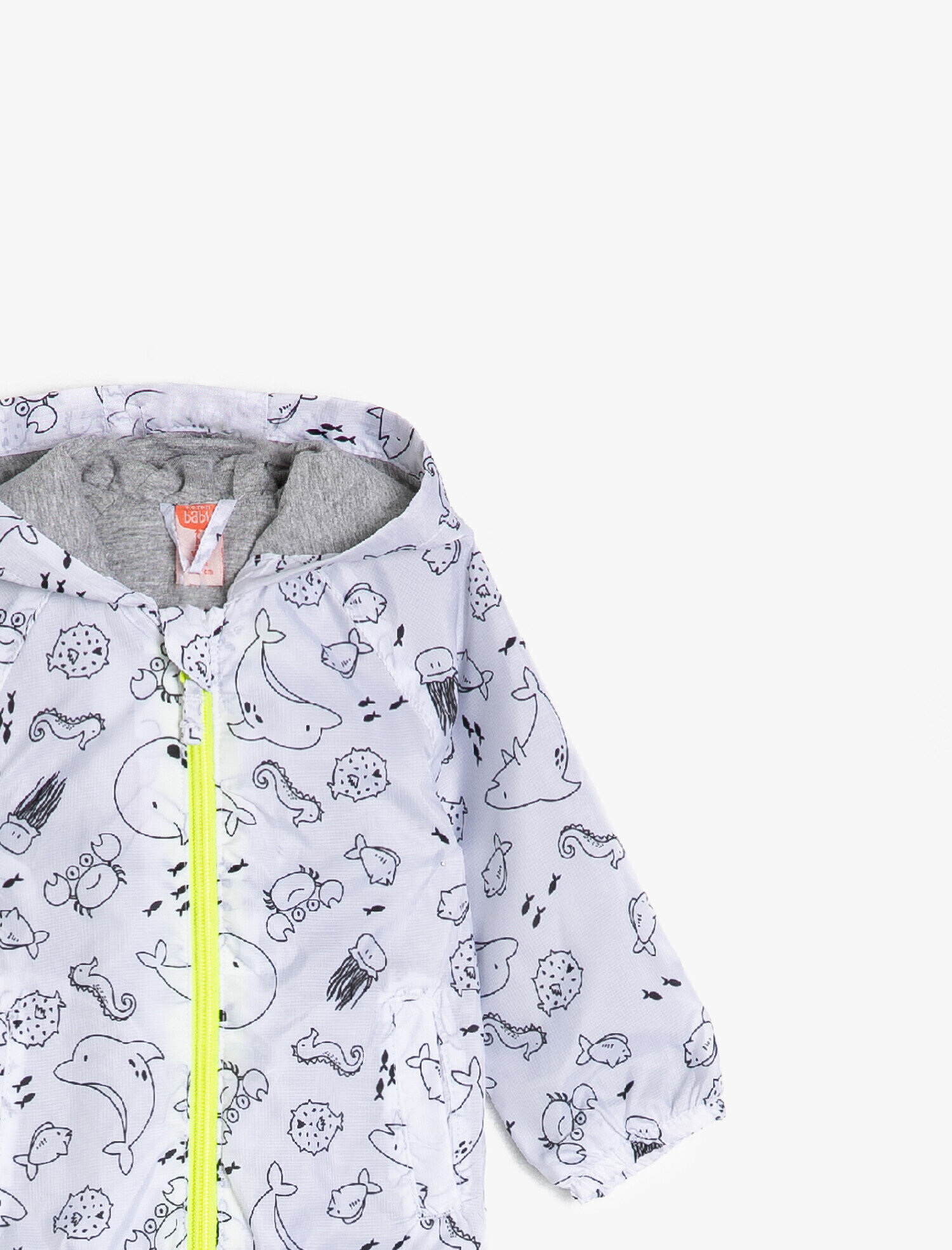  Erkek Bebek Kapüşonlu Baskılı Anorak