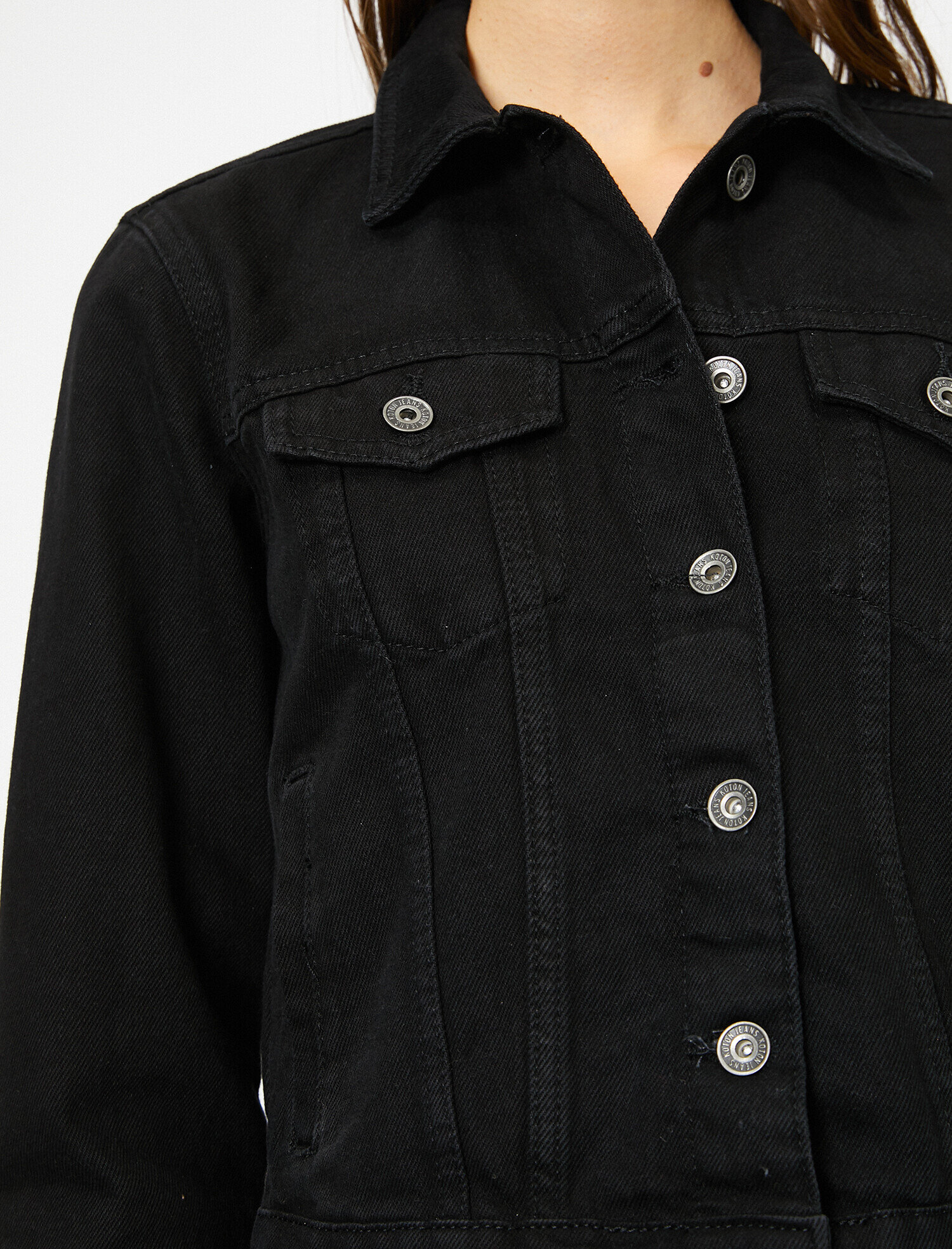   Düğme Detaylı Jean Ceket