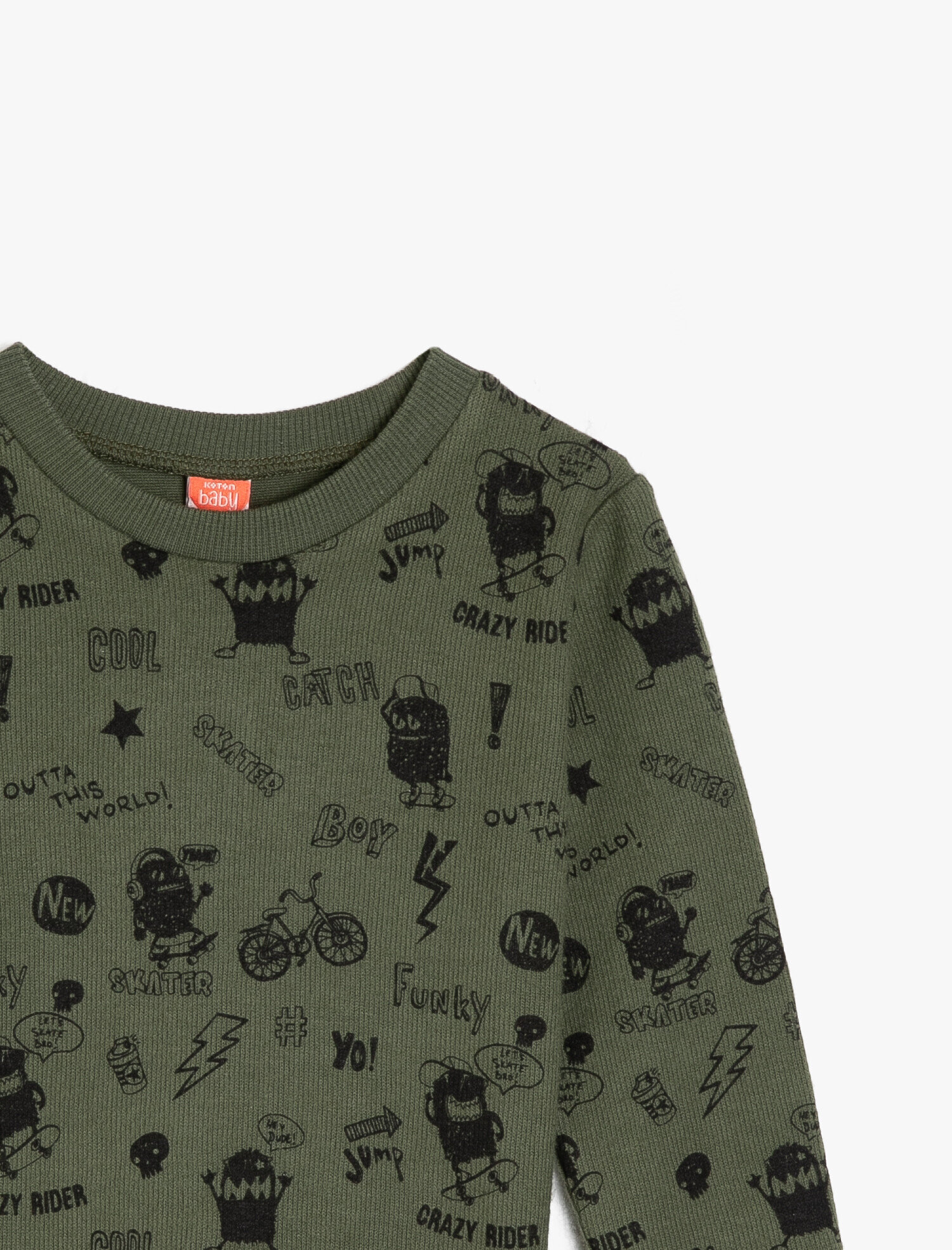  Erkek Bebek Baskılı Sweatshirt Uzun Kollu