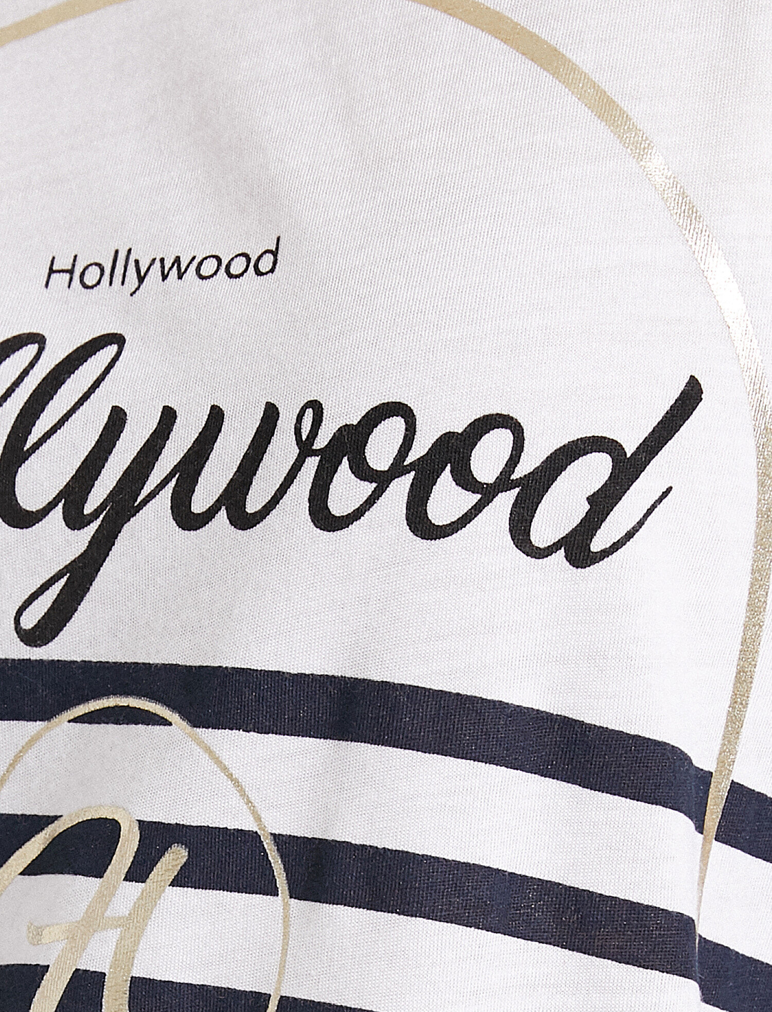   Bisiklet Yaka Yazılı Baskılı Çizgili Tişört