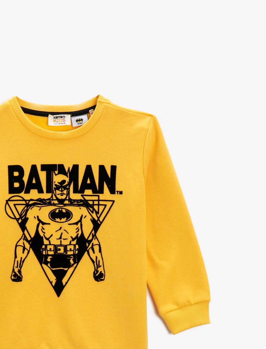  Erkek Çocuk Batman Lisanslı Baskılı Bisiklet Yaka Sweatshirt