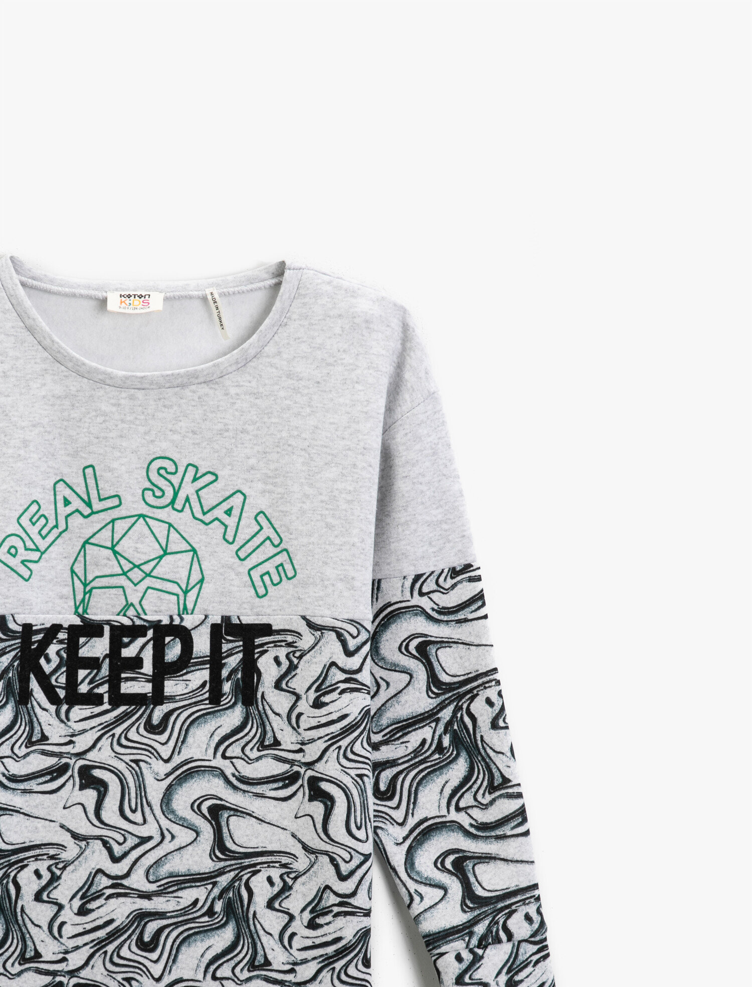  Erkek Çocuk Baskılı Sweatshirt Bisiklet Yaka