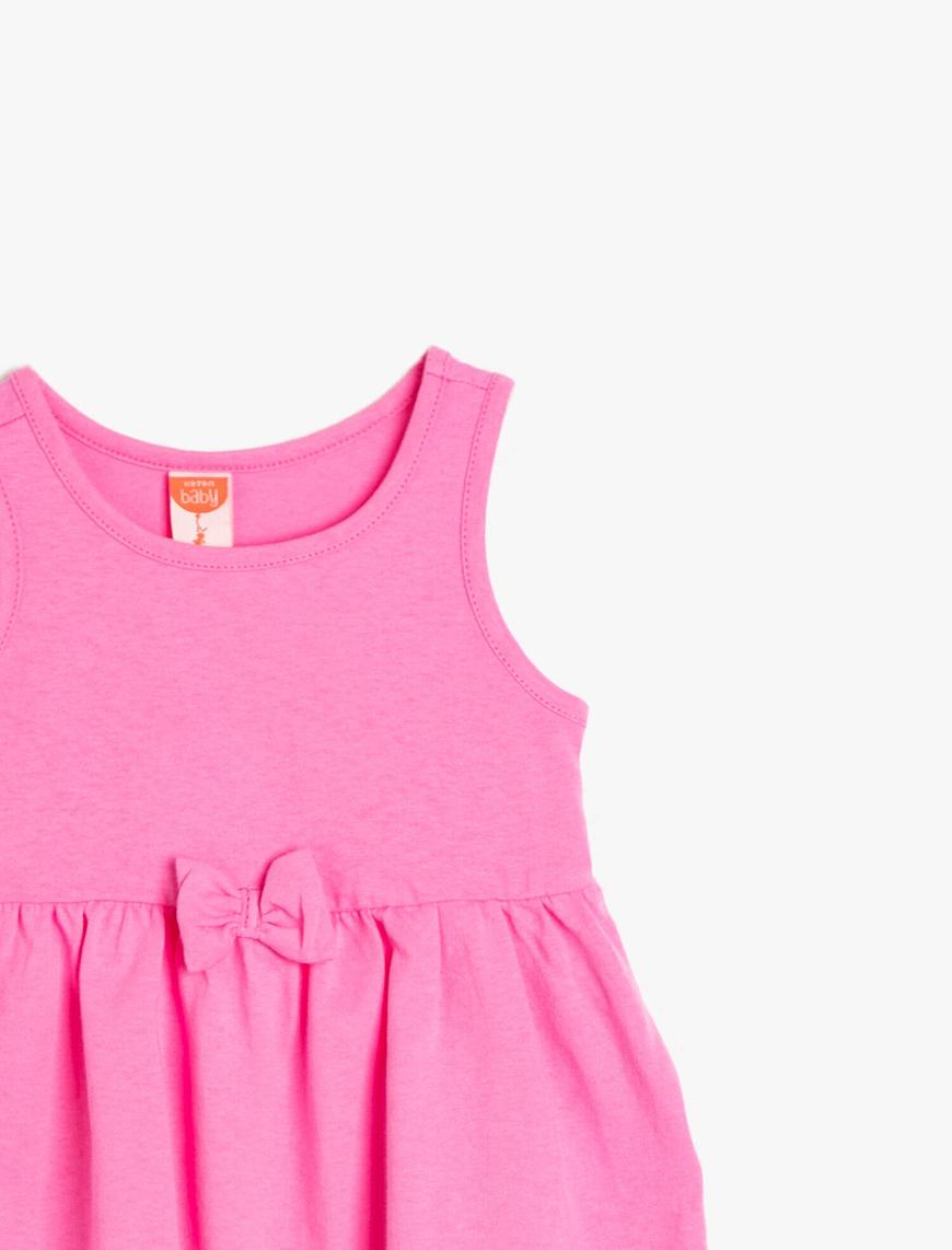  Kız Bebek Kolsuz Fırfırlı Elbise Fiyonk Detaylı