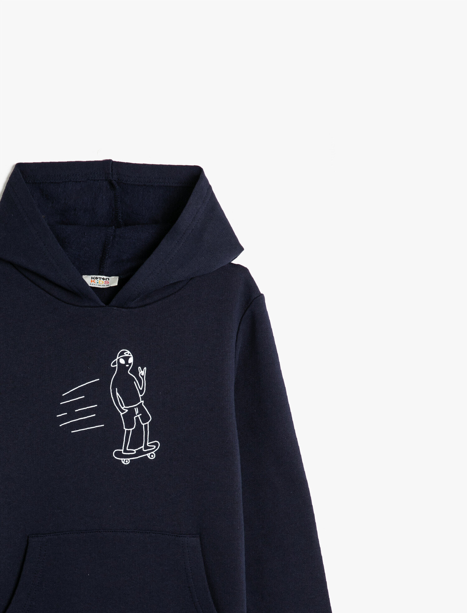  Erkek Çocuk Pamuklu Baskılı Kanguru Cepli Uzun Kollu Sweatshirt
