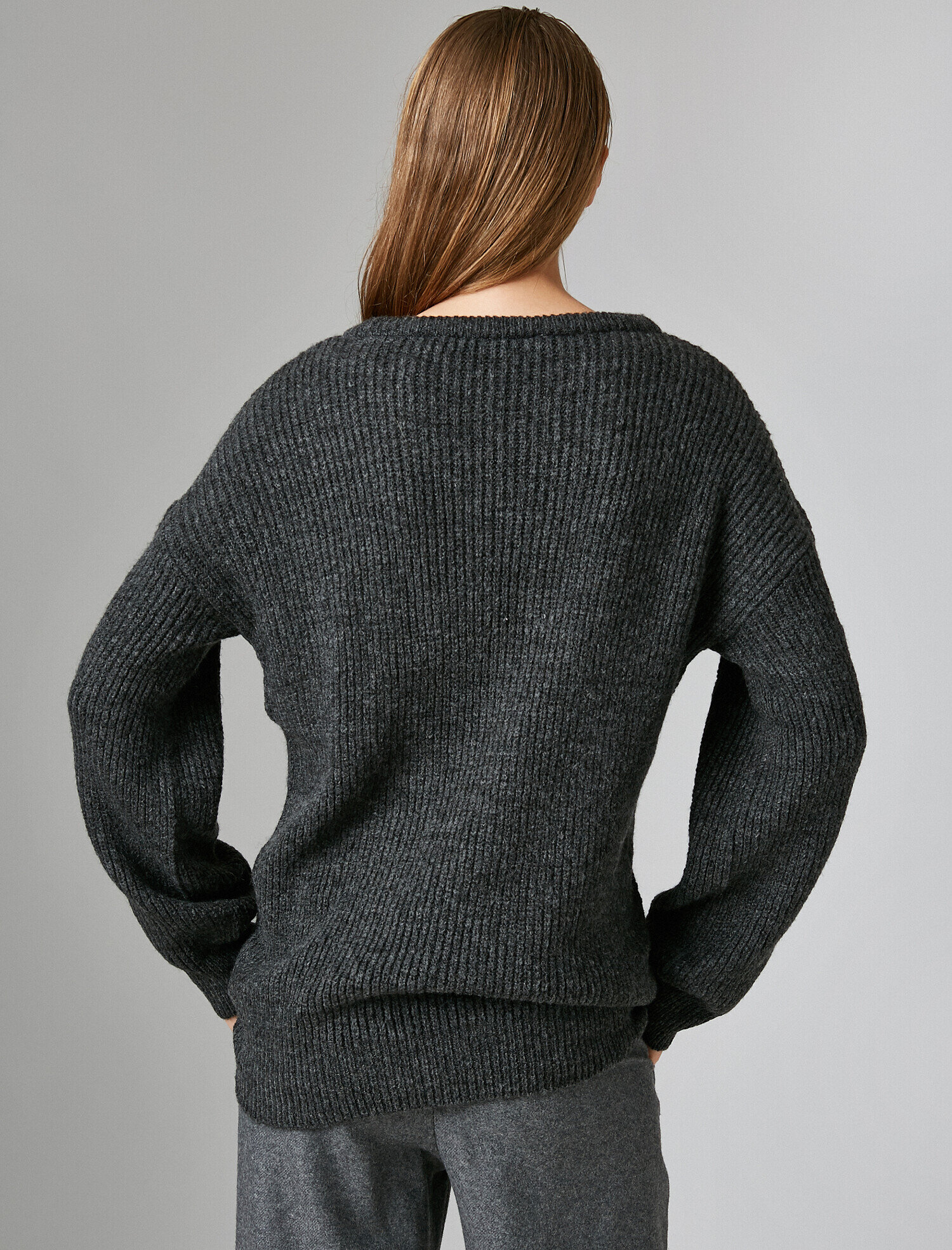 Bisiklet Yaka Uzun Fırfırli Kollu Triko Kazak