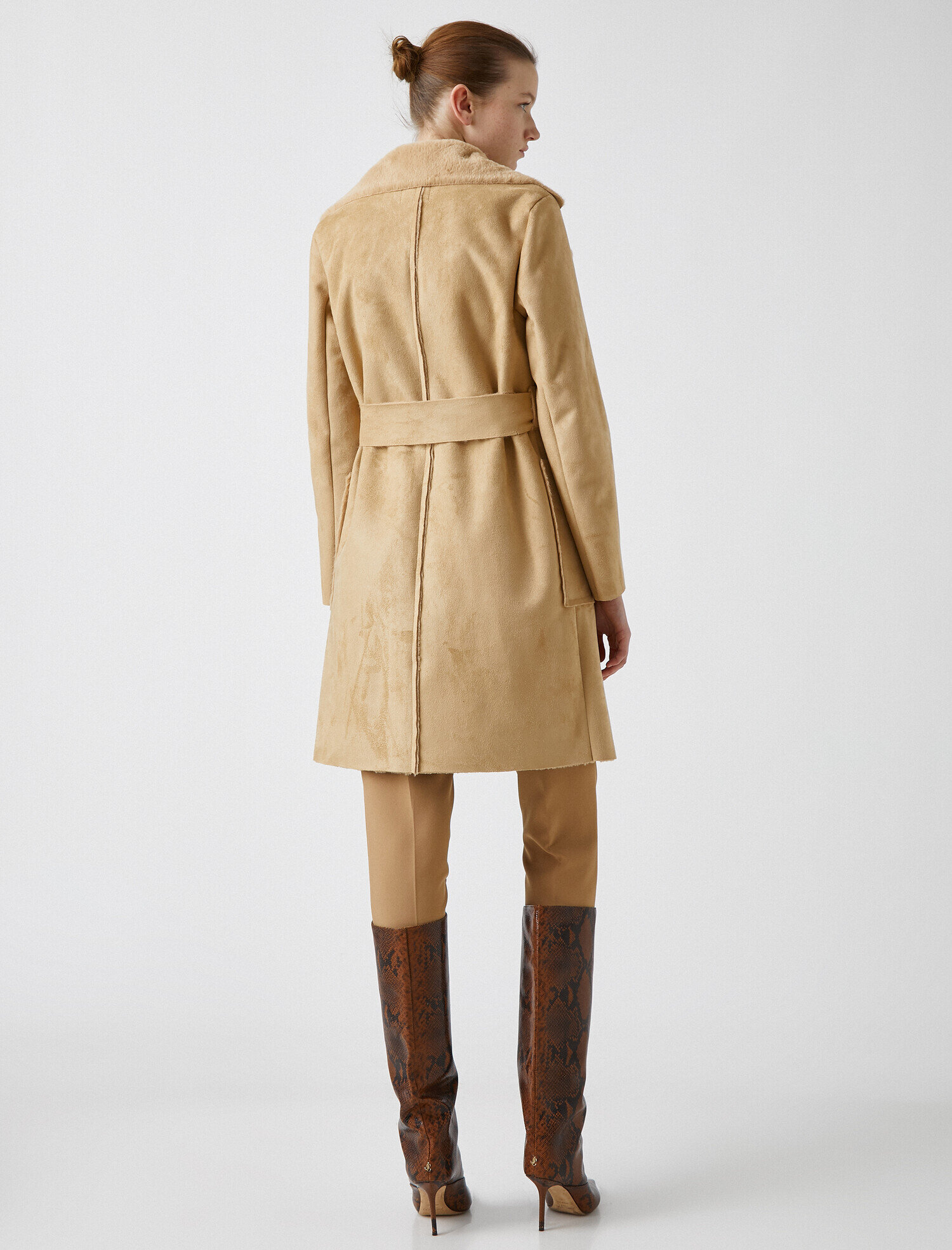   İçi Suni Kürklü Kemerli Sherpa Kaban