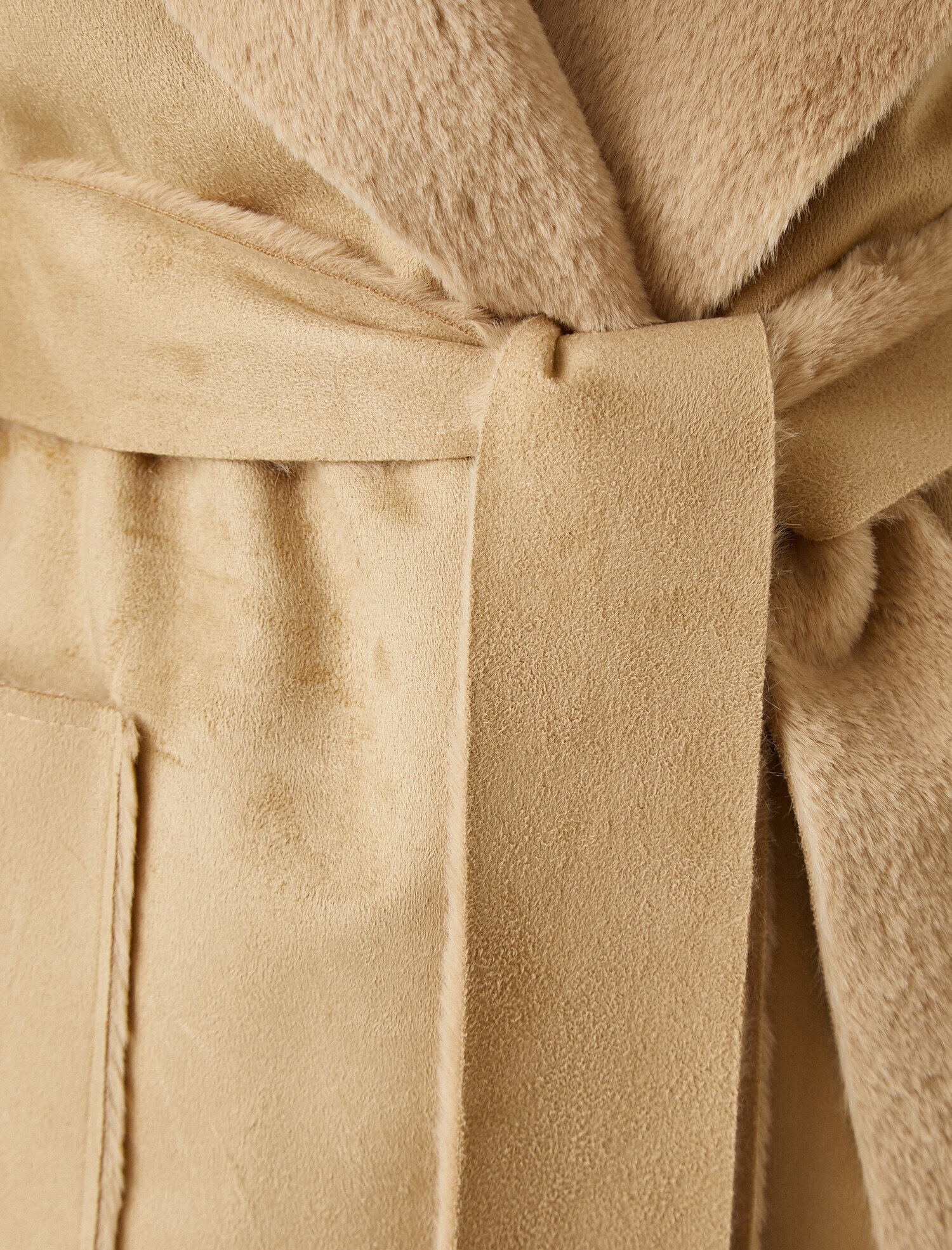   İçi Suni Kürklü Kemerli Sherpa Kaban