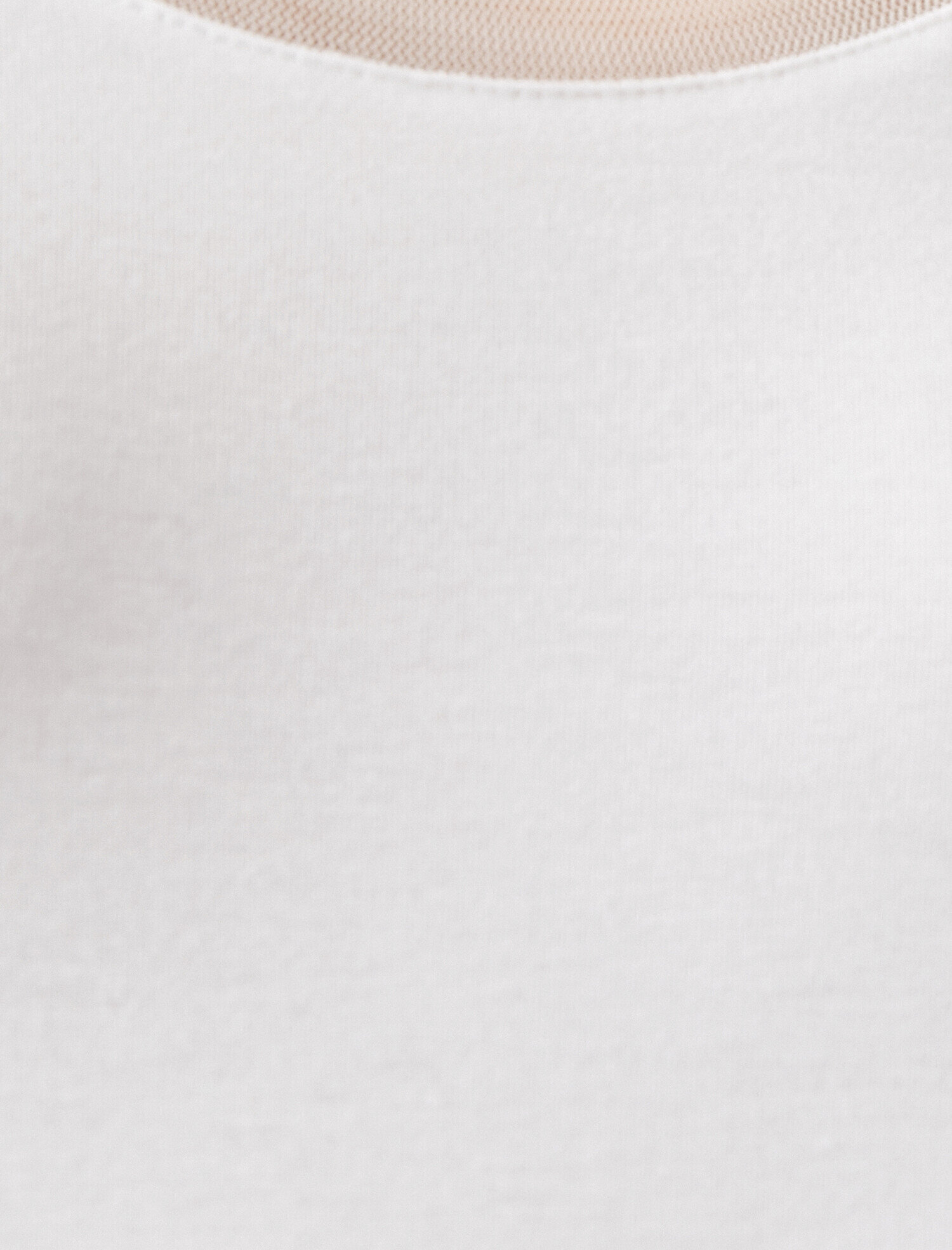   Uzun Kollu Tişört Tül Detaylı Yuvarlak Yaka