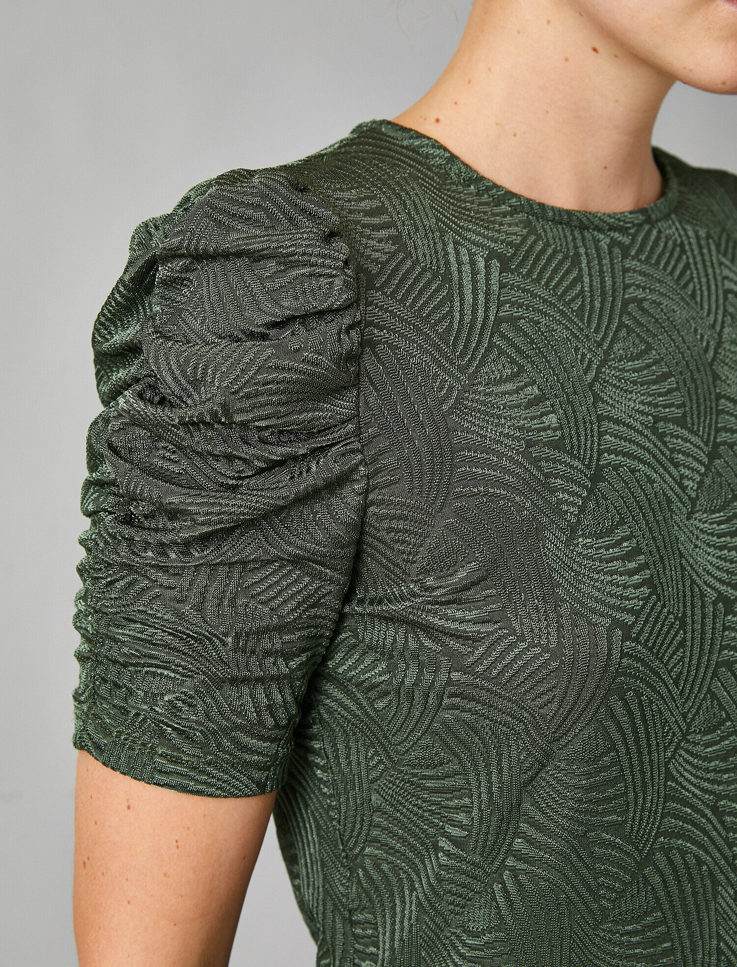   Bisiklet Yaka Kısa Kollu Omuz Detaylı Bluz