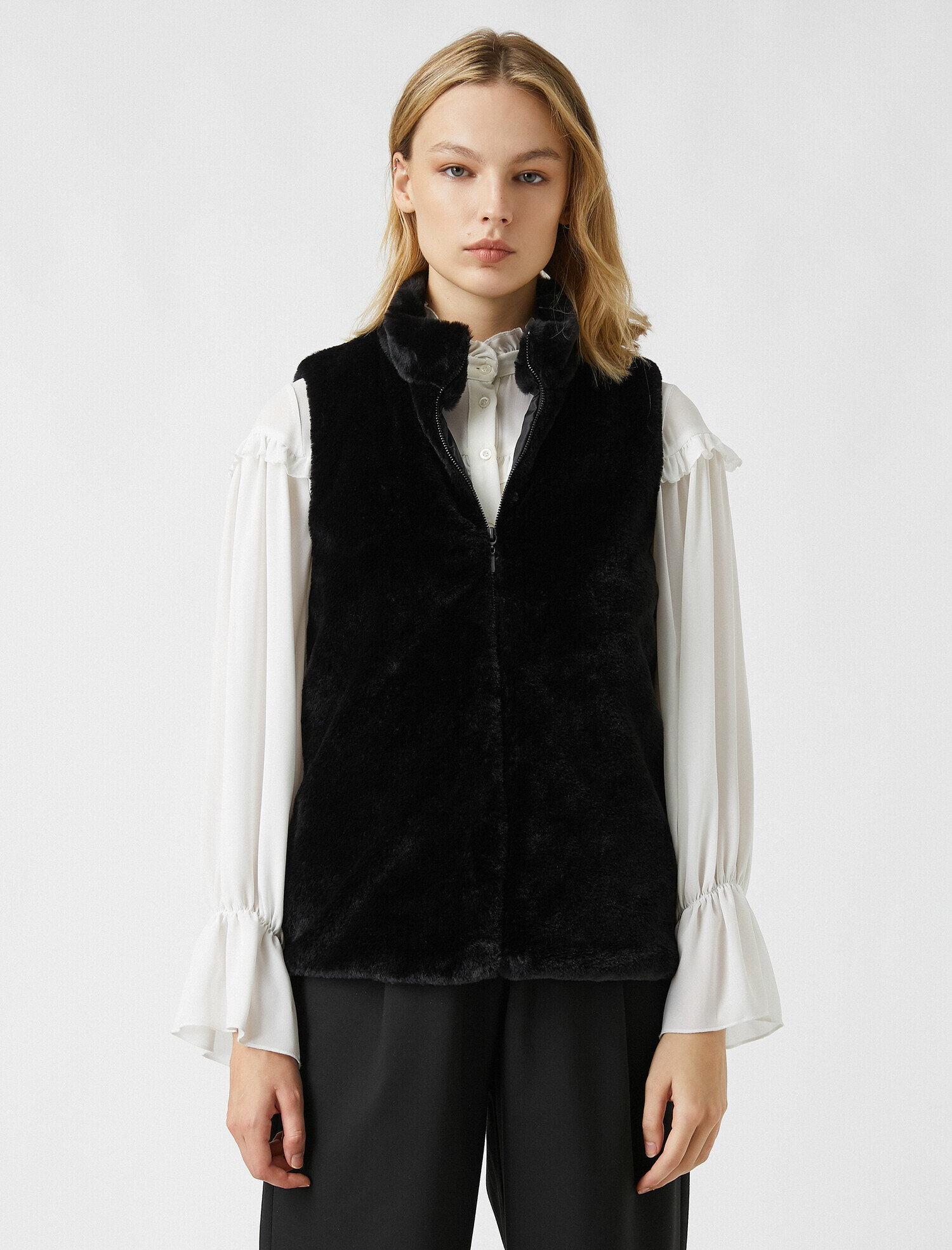   Suni Kürk Fermuarlı Yelek