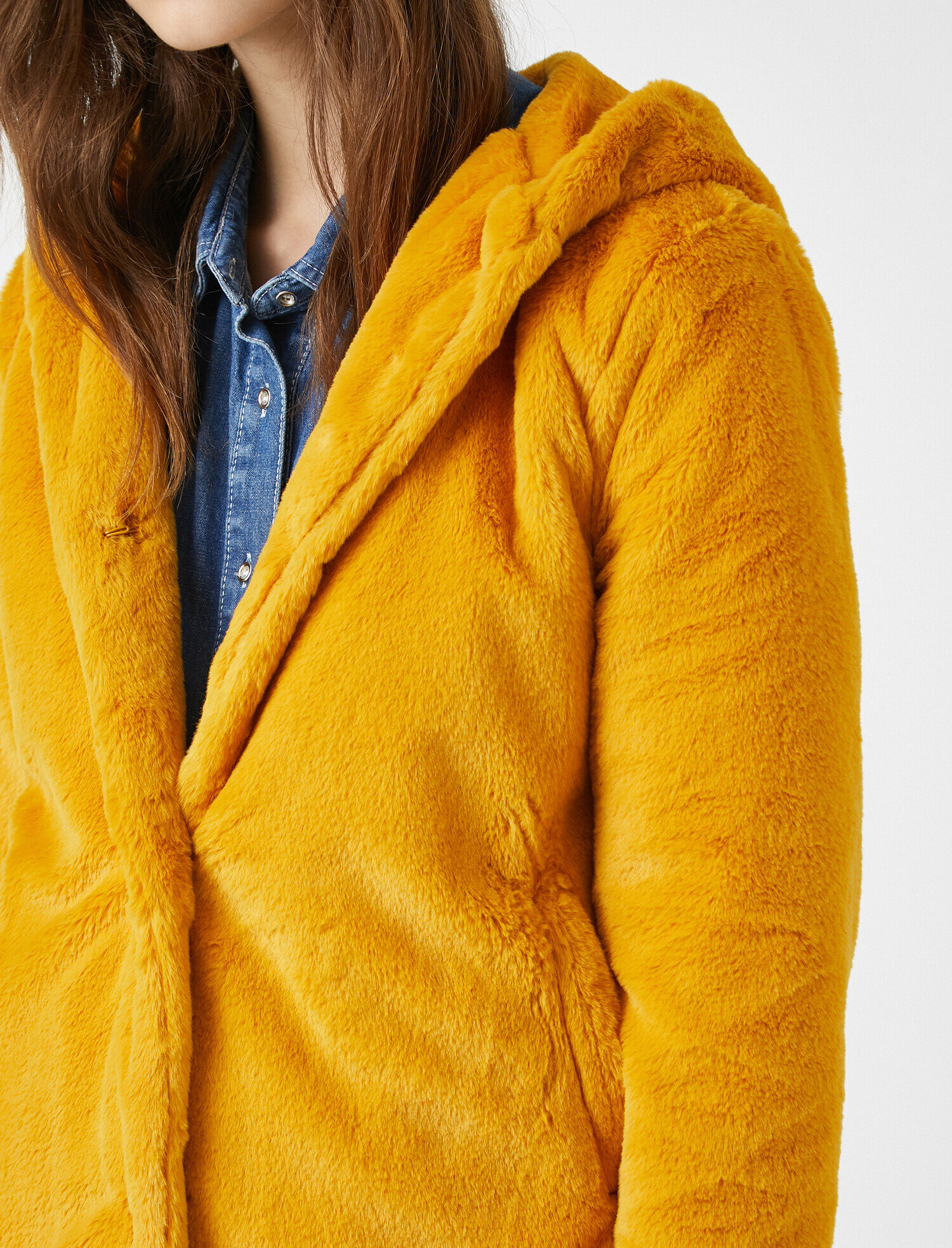   Suni Kürk Fermuarlı Kaban