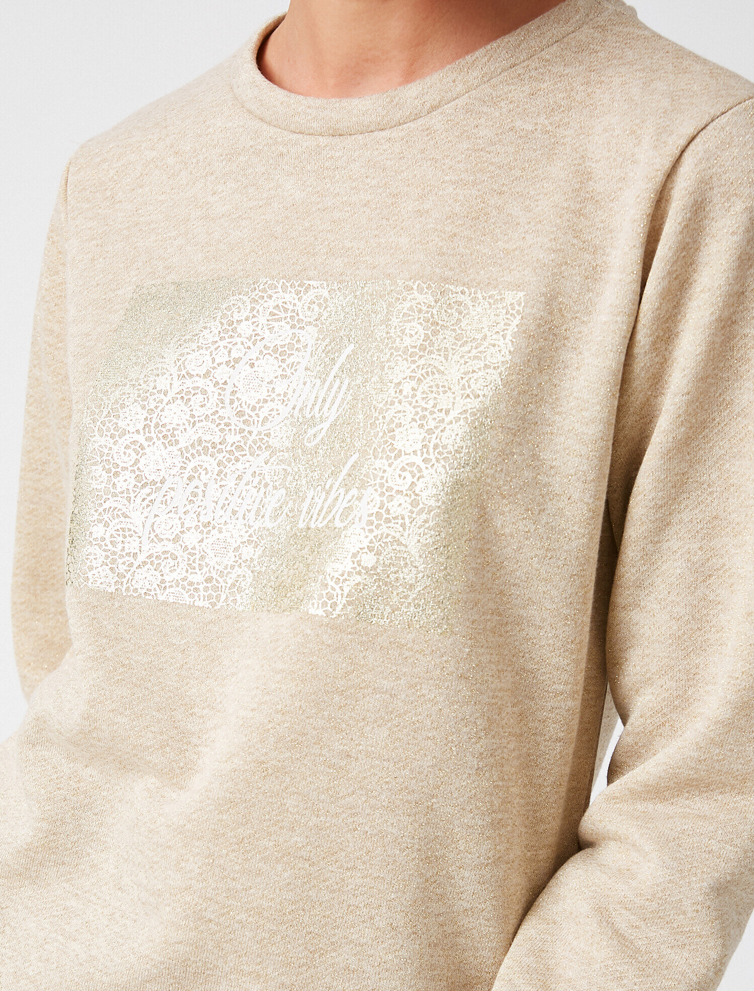   Bisiklet Yaka Oversize Yazılı Baskılı Sweatshirt