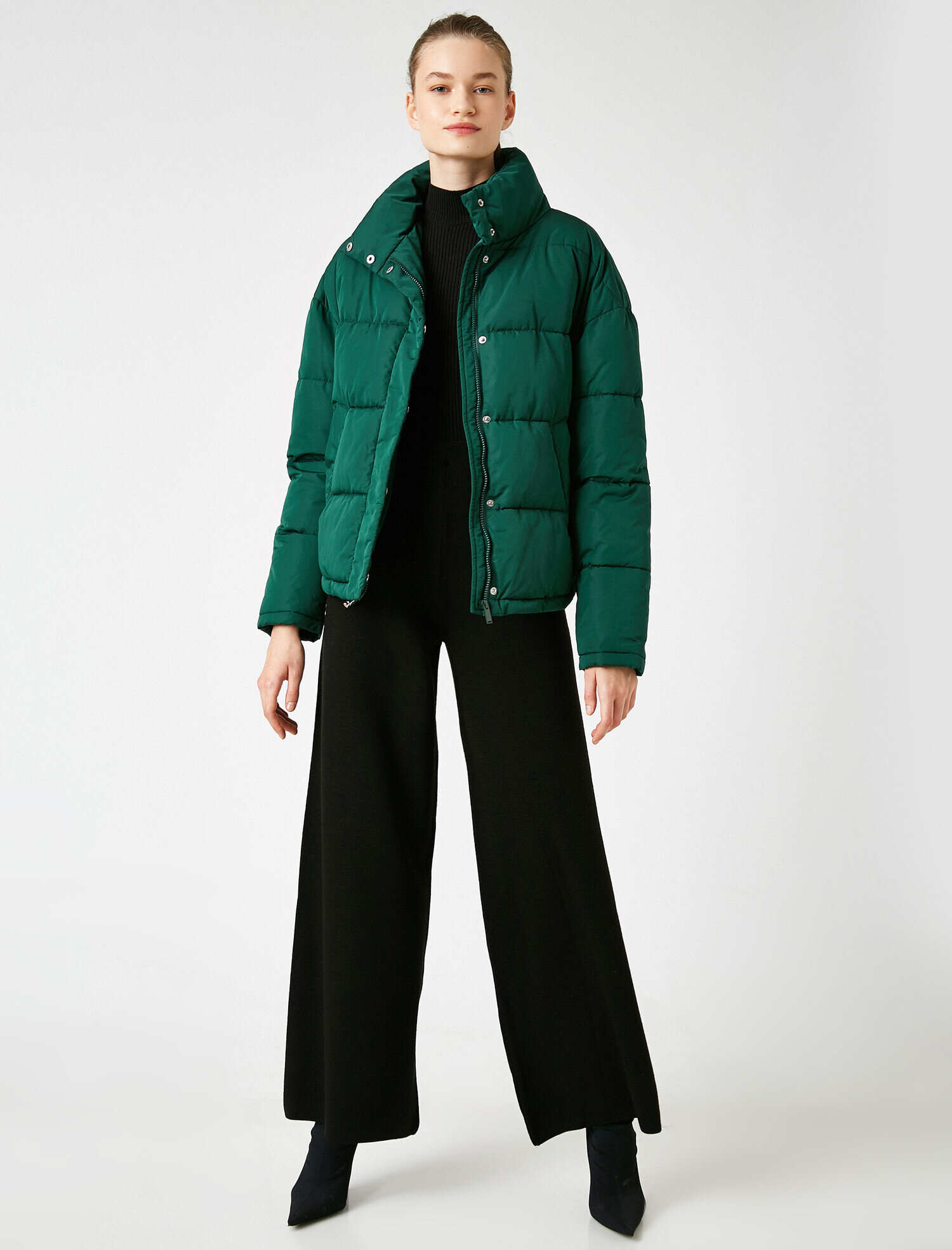   Şişme Mont Fermuarlı Crop